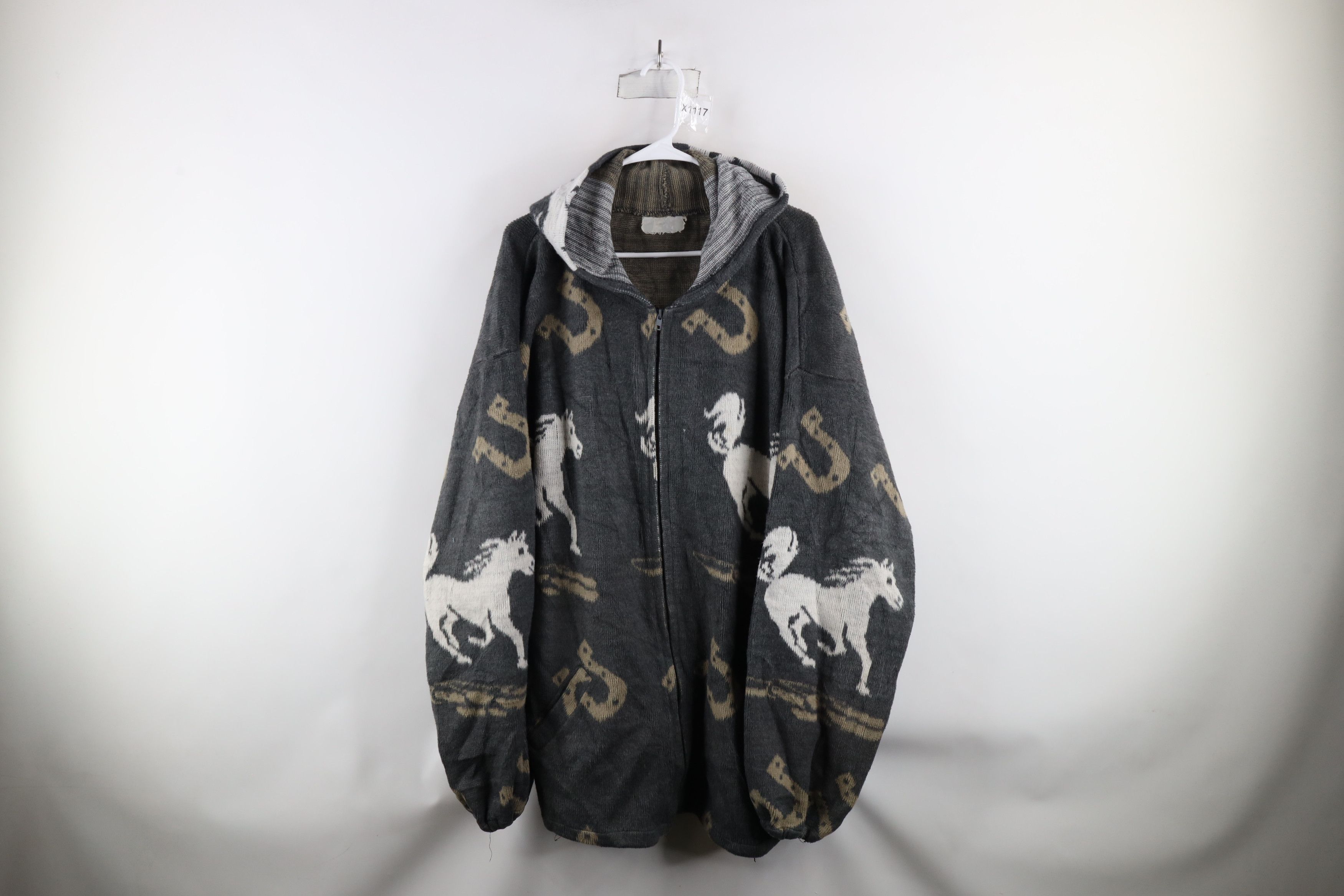 Vintage Vintage 90s Streetwear Over Print Zip Hooded Fleece Jacket Size US XXL / EU 58 / 5 - 1 Thumbnail