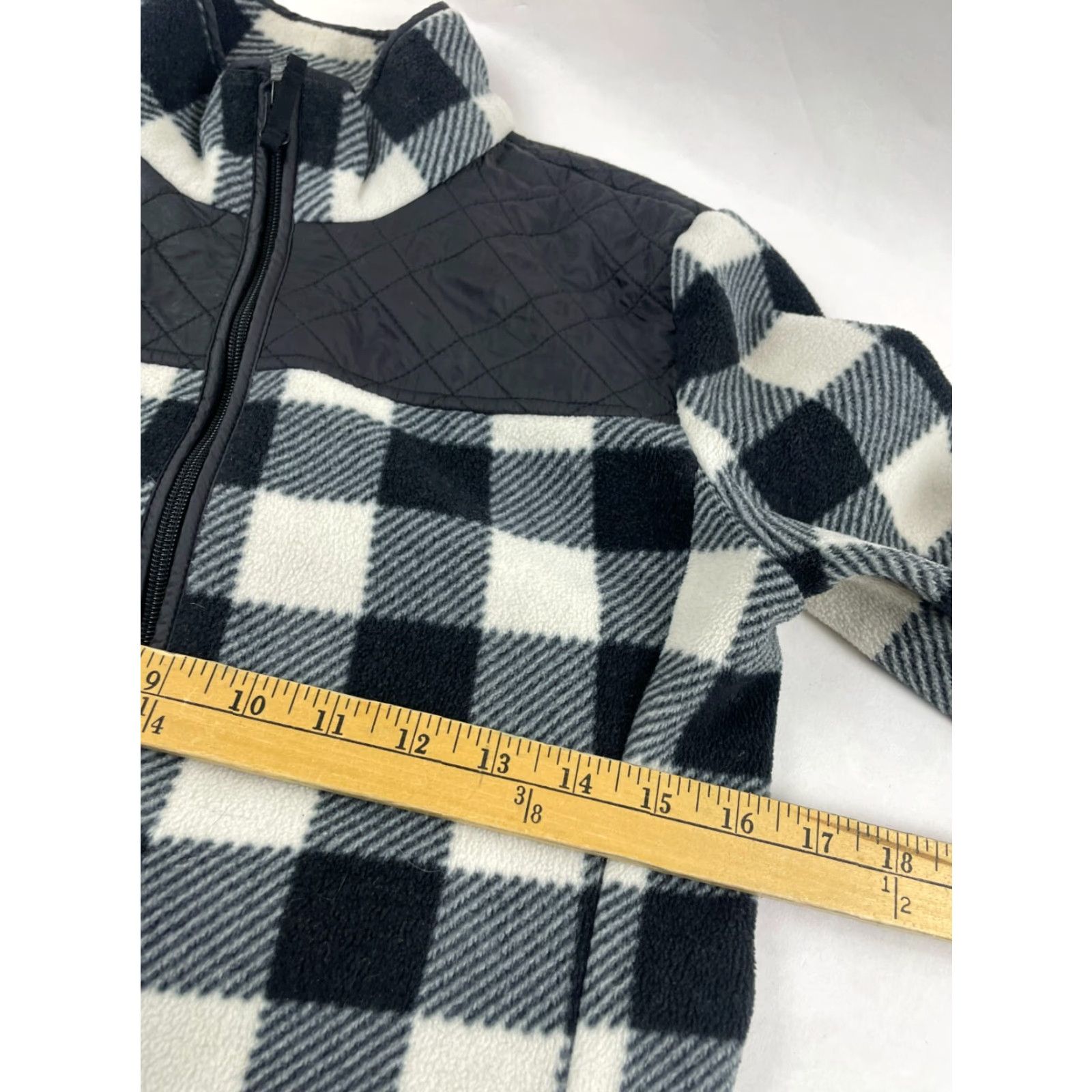 Talbots Talbots Sweater Women's XS Cream Black Fleece Full Zip Quilted Elbow Pads Plaid Modern Classic Womens XS Pullover Pattern: Plaid Size XS / US 0-2 / IT 36-38 - 4 Thumbnail