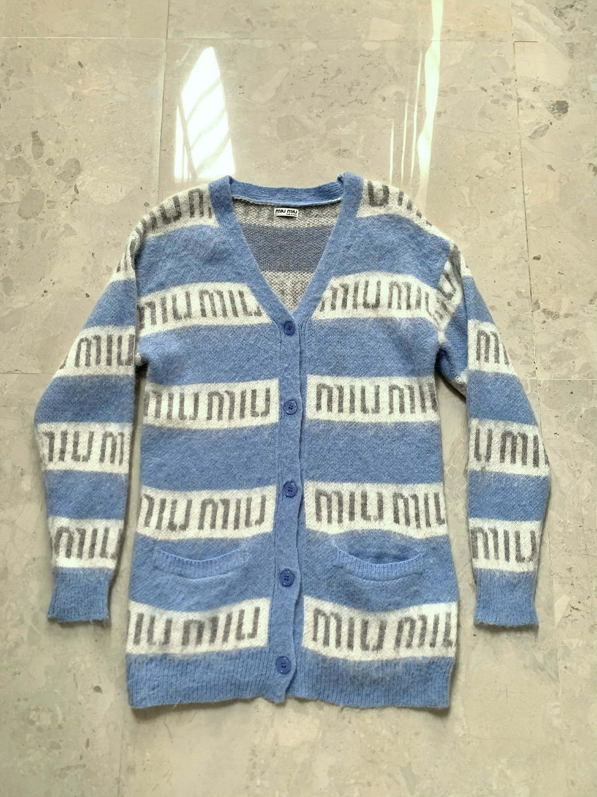 Miu Miu Miu Miu Mohair Intarsia-Logo Cardigan Size M / US 6-8 / IT 42-44 - 2 Thumbnail