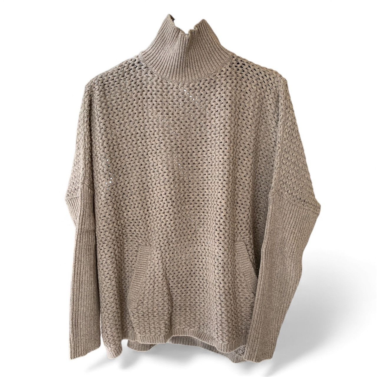 Loft Chunky knit tan turtleneck sweater Size S / US 4 / IT 40 - 1 Thumbnail