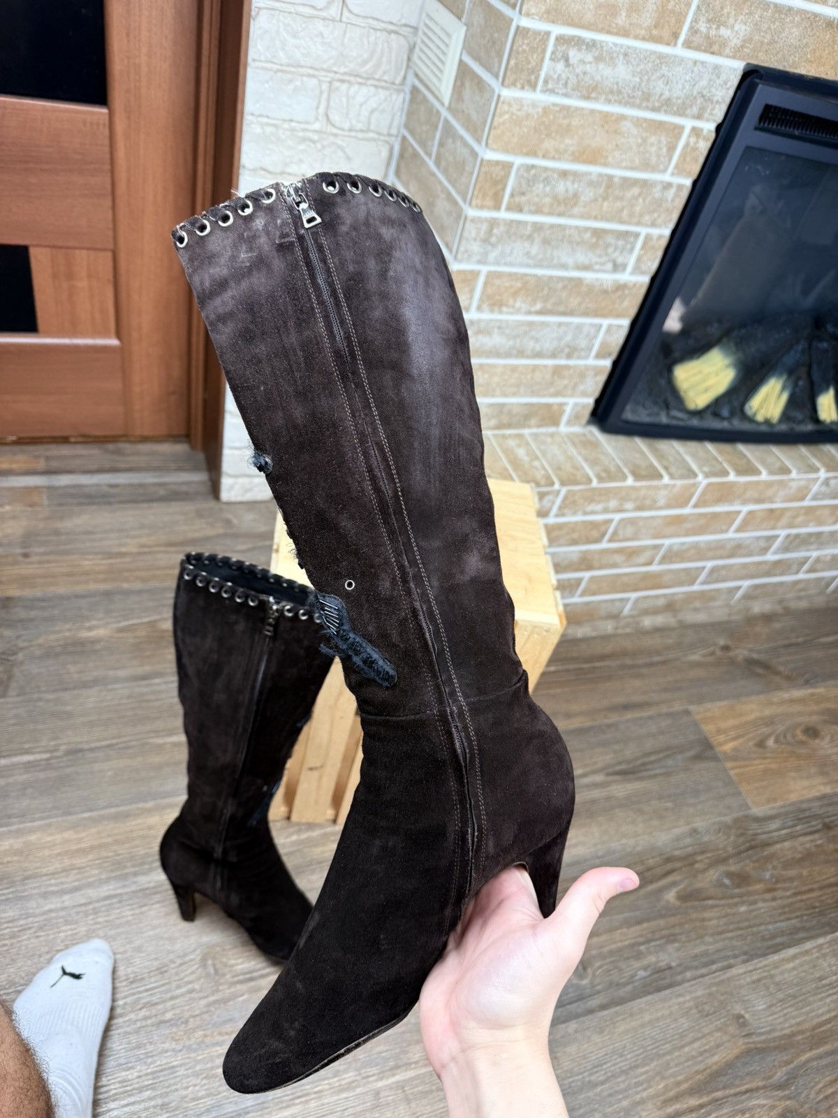Prada × Vintage Prada Brown Suede Beads Knee High Heels Boots Size US 9 / IT 39 - 12 Thumbnail