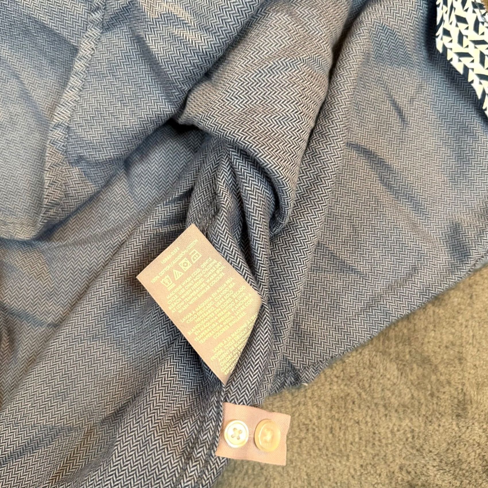 Ted Baker Ted Baker Herringbone Button Down Shirt Mens XL Blue Cotton Long Sleeve Size US XL / EU 56 / 4 - 6 Thumbnail
