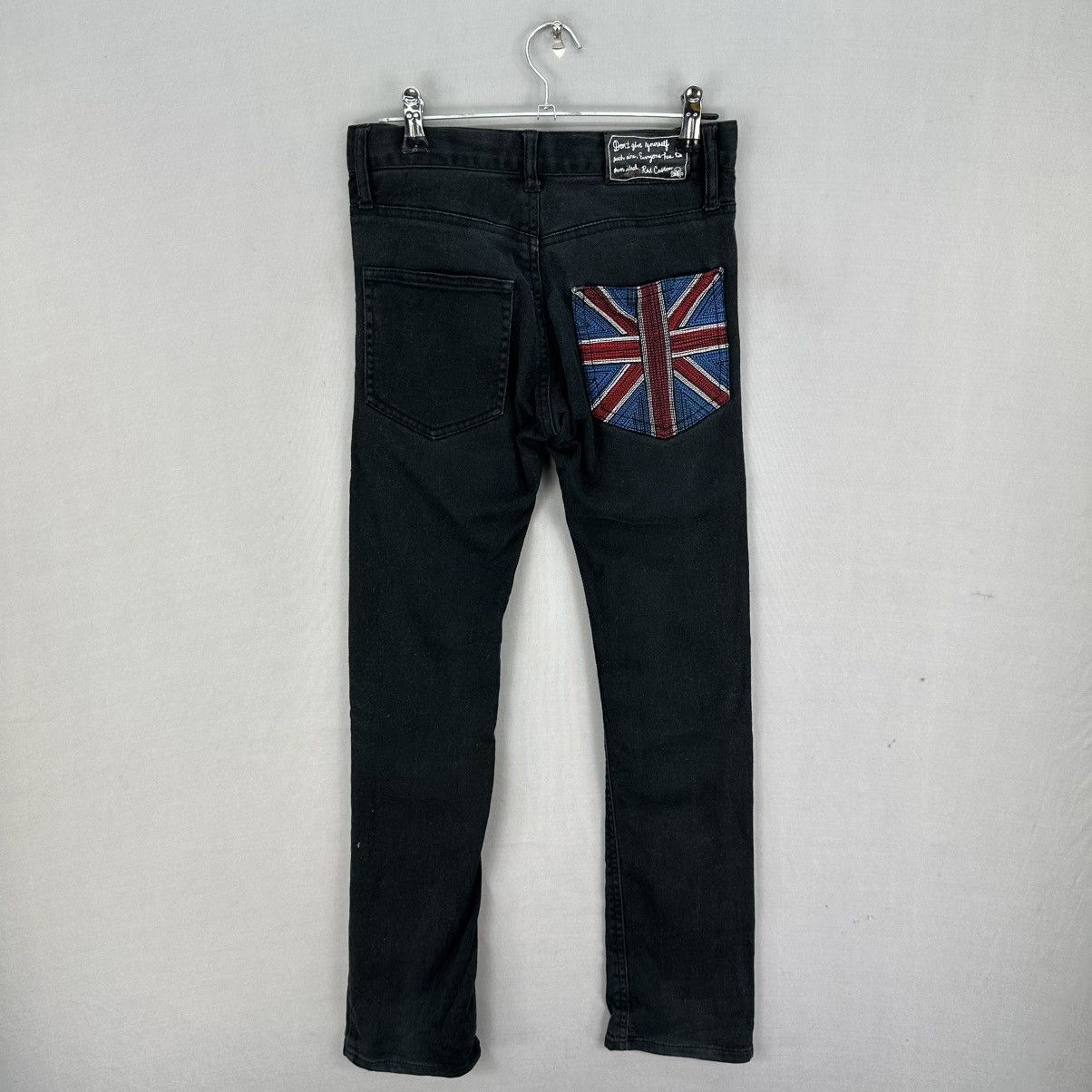If Six Was Nine Vintage 90's Rad Custom Skinny Jeans Skull and Britain Flag Size 25" / US 0 / IT 36 - 2 Thumbnail