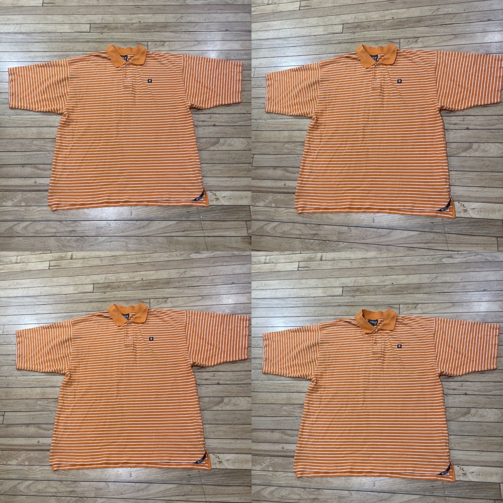 Southpole SOUTHPOLE Polo Shirt Men's 2XL Orange Stripe Stretch Knit Y2K Streetwear Short Sleeve Collared Polo Shirt Size US XXL / EU 58 / 5 - 10 Thumbnail