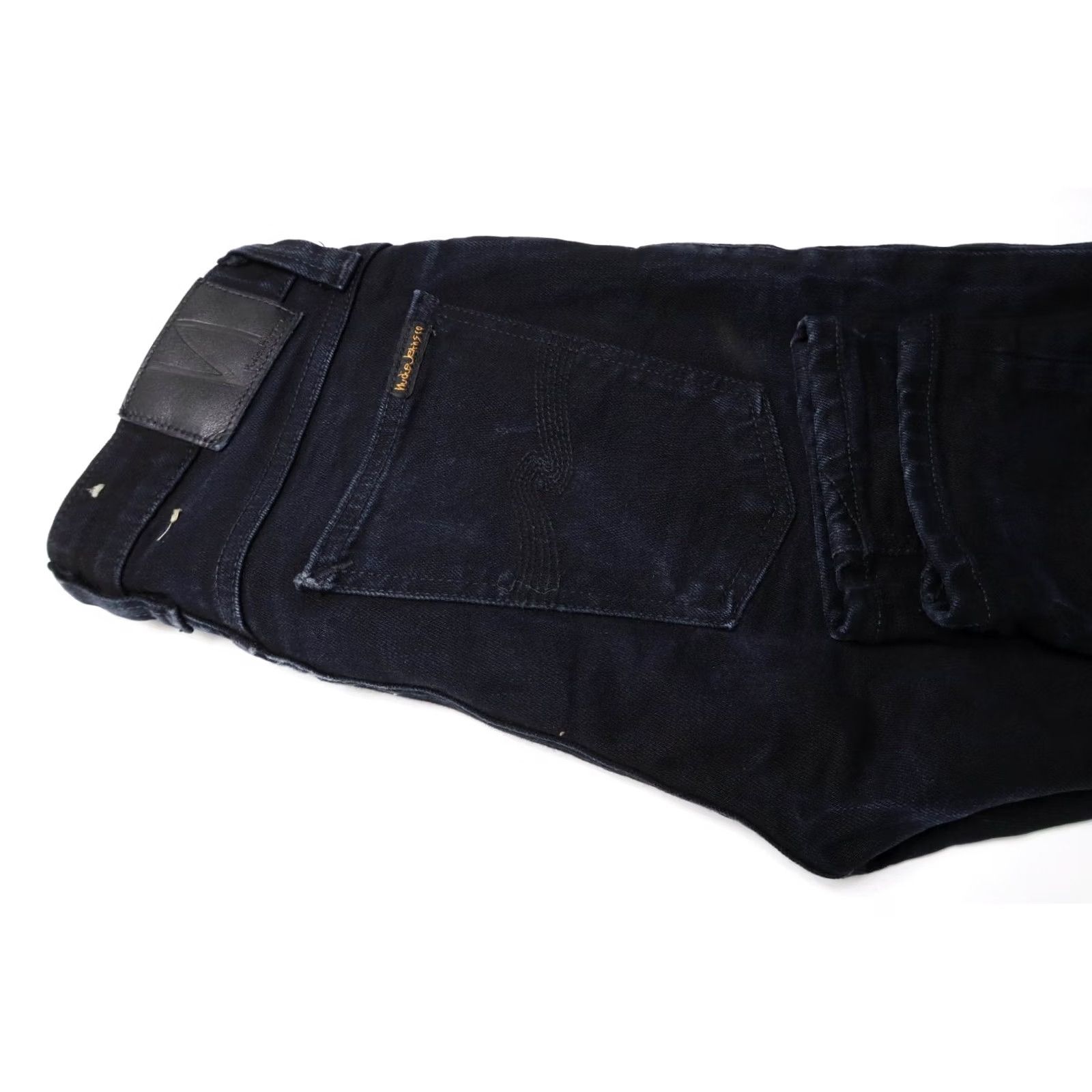 Denime Nudie Skinny Lin Black Black Jeans Men's W29/L32 Dark Blue Denim Zip Fly Size US 29 - 5 Thumbnail