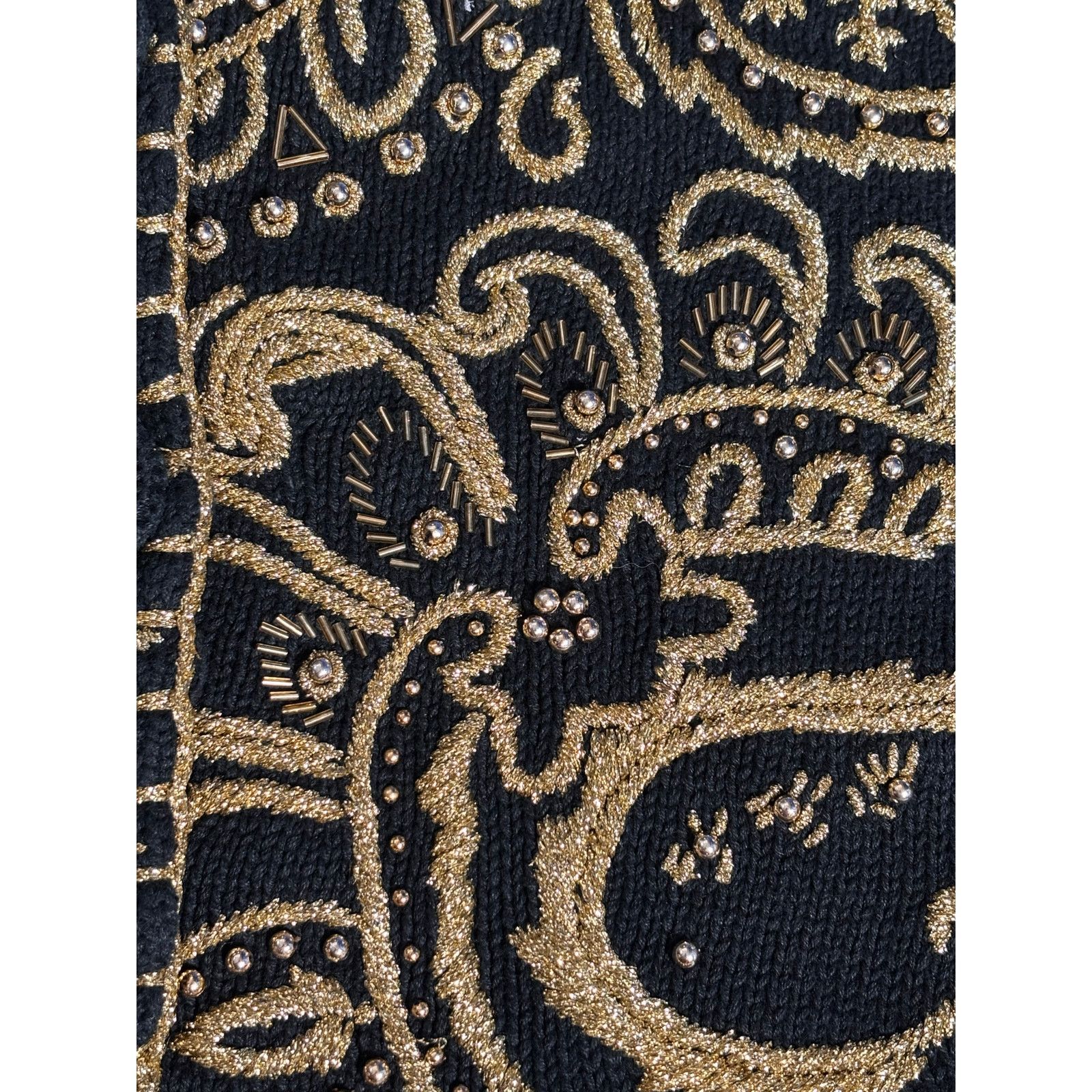 Henri Bendel Vintage 90s Michael Simon Henri Bendel Black Gold Cardigan Size L / US 10 / IT 46 - 10 Thumbnail
