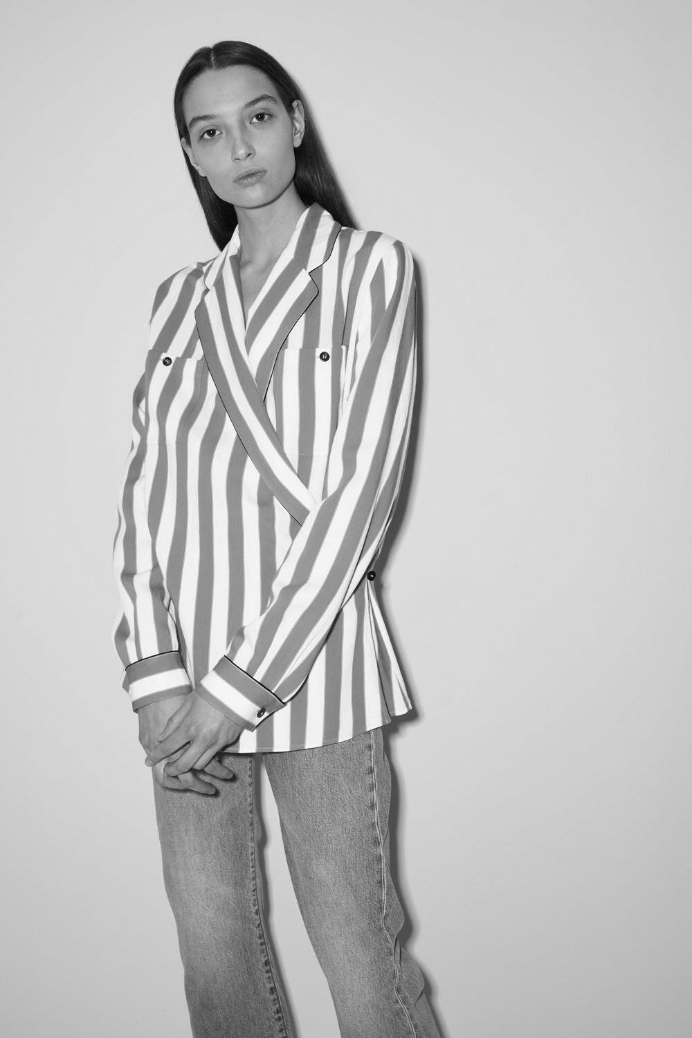 Maison Margiela MAISON MARGIELA Patch-pocket striped crossover jacket Size XS / US 0-2 / IT 36-38 - 7 Thumbnail