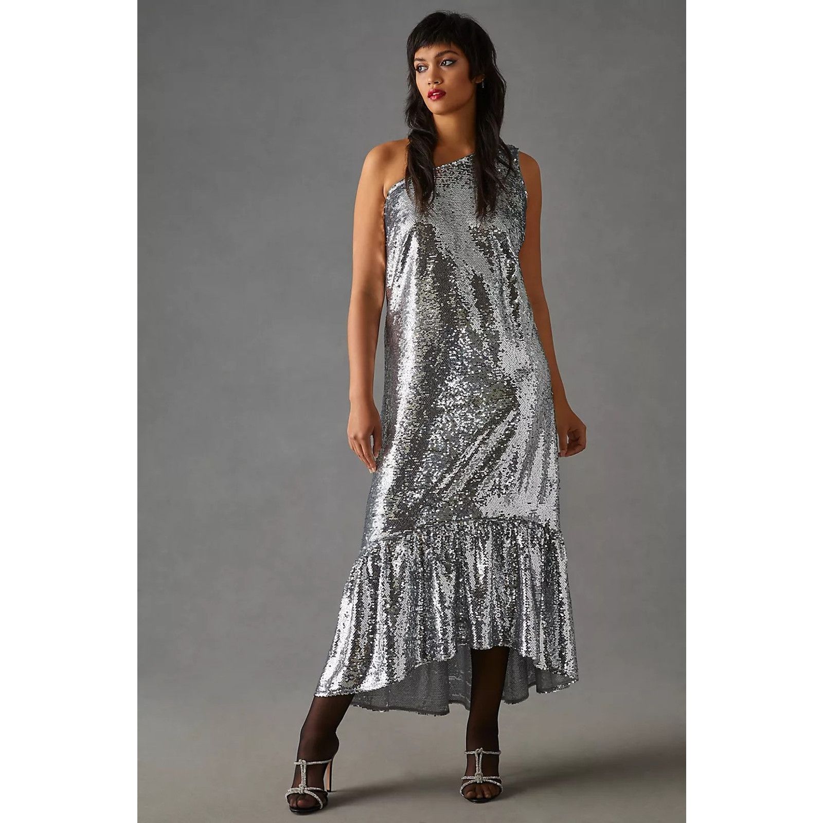 Anthropologie New Anthropologie Maeve One-Shoulder Sequin Dress $230 XS Size XS / US 0-2 / IT 36-38 - 5 Thumbnail