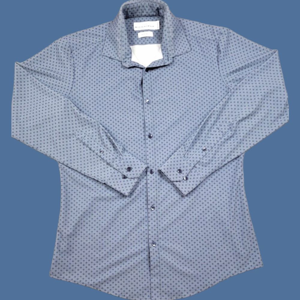Mizzen+Main Mizzen+Main Leeward Spade Shirt Mens Medium Trim Fit Blue Button Up Stretch Collar Spread Classic Preppy Men Size US M / EU 48-50 / 2 - 1 Thumbnail