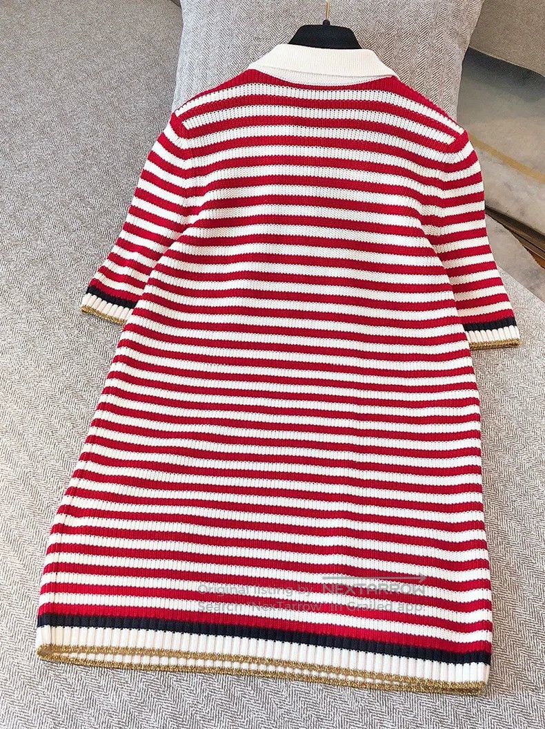 Gucci Gucci Red and white striped navy-style knitted dress Size M / US 6-8 / IT 42-44 - 2 Thumbnail