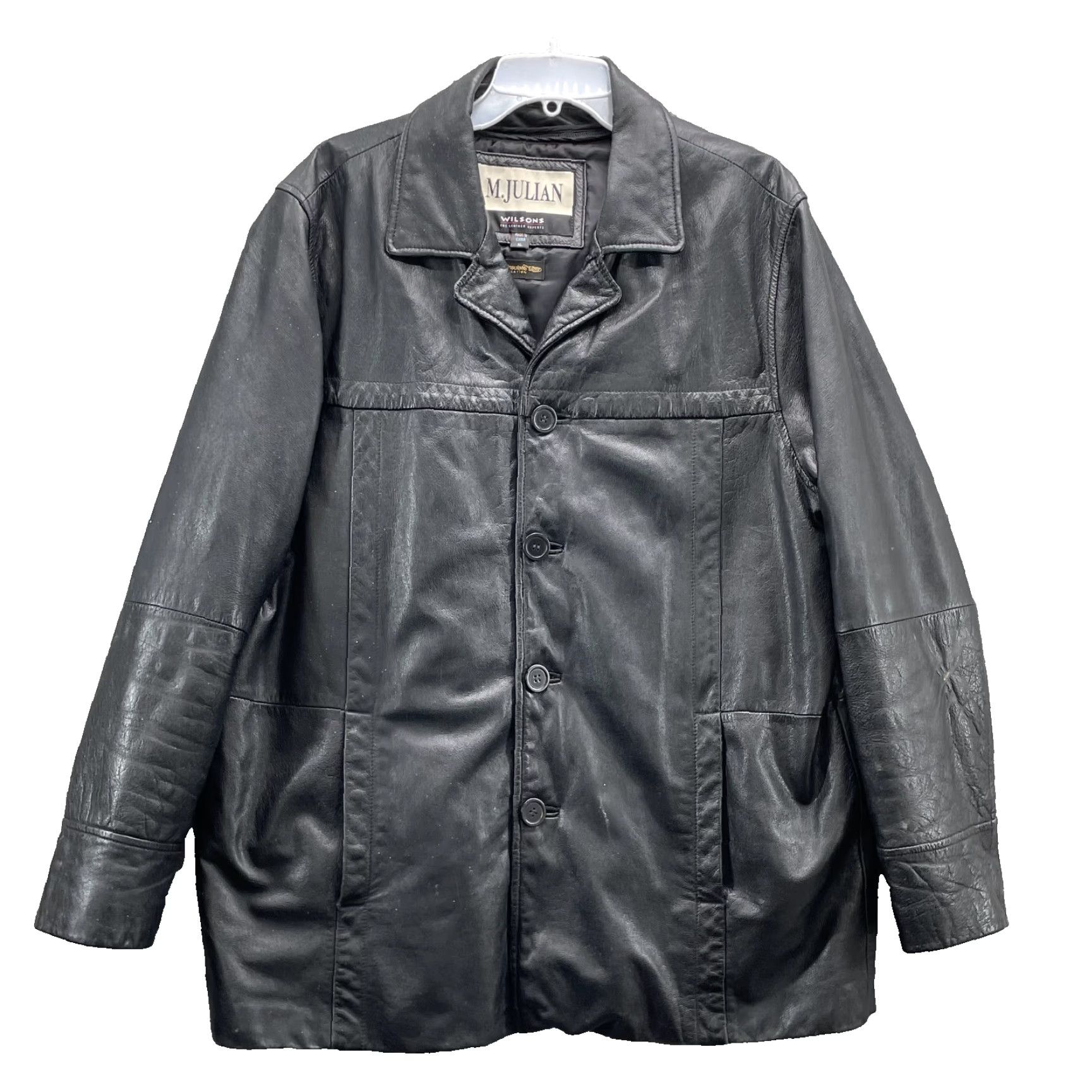 Vintage Wilsons Leather Jacket Mens XL 100% Leather Thinsulate Moto 90s Western Blazer Biker Winter Black XL Mens Size US XL / EU 56 / 4 - 2 Thumbnail