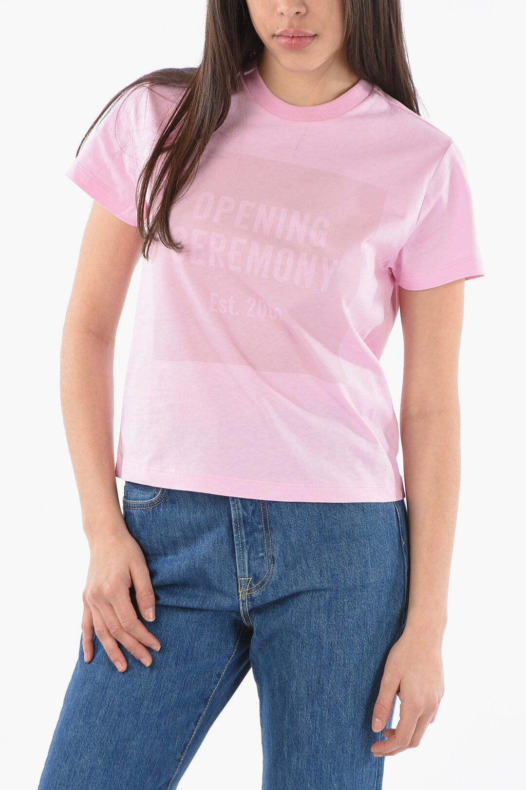 Opening Ceremony og1mm0824 Cotton Crop T-Shirt in Pink Size L / US 10 / IT 46 - 1 Thumbnail