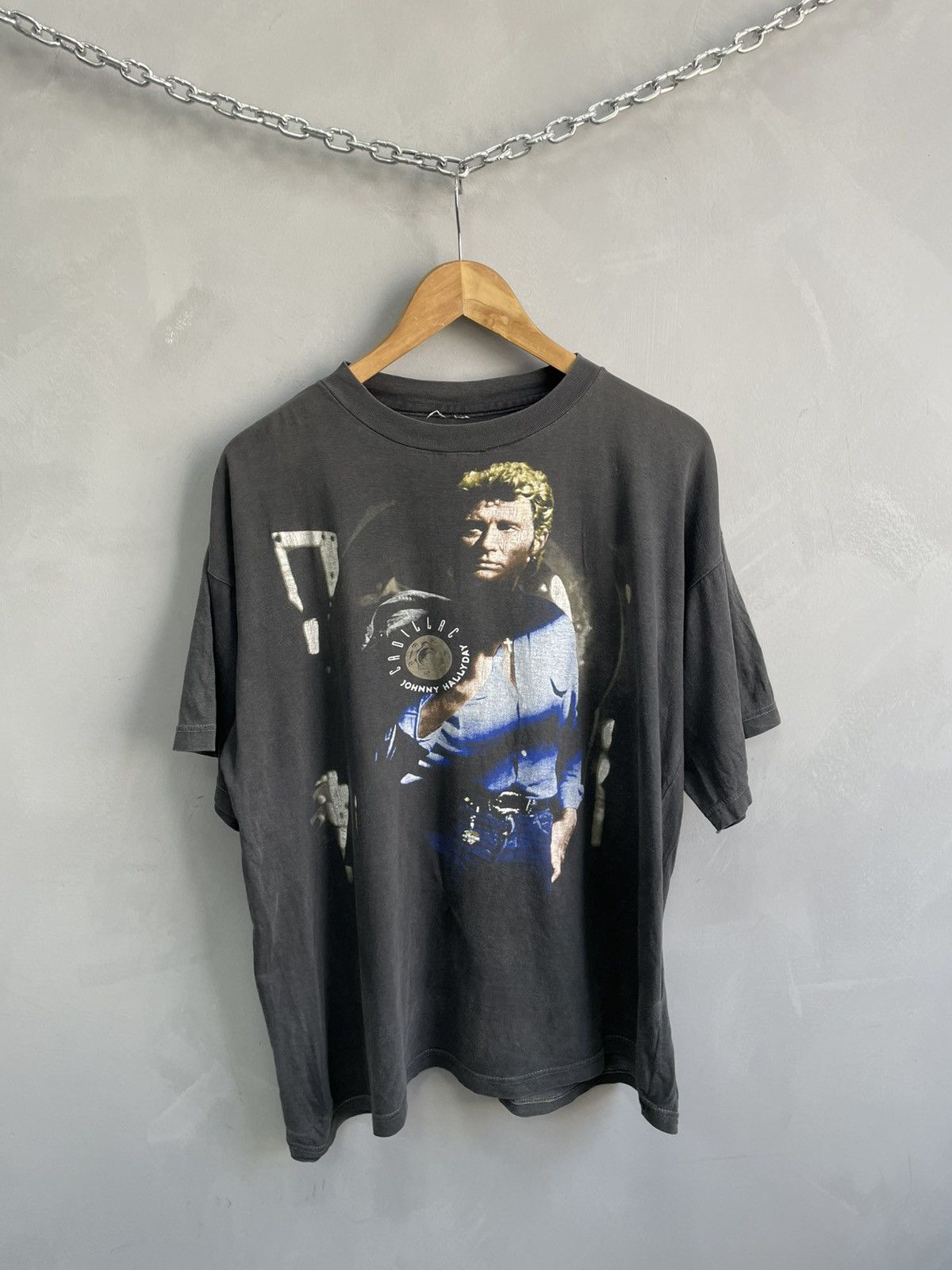 Band Tees Vintage tour t shirt 90s Johnny Hallyday washed cotton Size US L / EU 52-54 / 3 - 1 Thumbnail