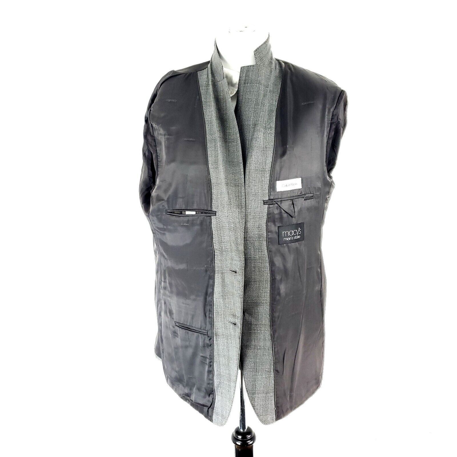 Calvin Klein Calvin Klein Wool Silk 2 Button Blazer 42R Gray Brown Sharks Size 42R - 9 Thumbnail