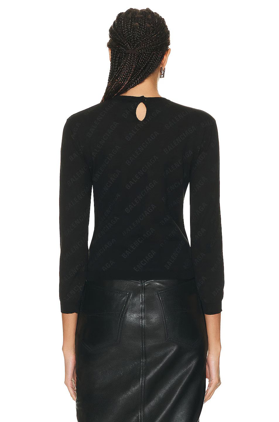 Balenciaga o1bcso1str0924 Mini Allover Logo Sweater in Black Size M / US 6-8 / IT 42-44 - 6 Thumbnail
