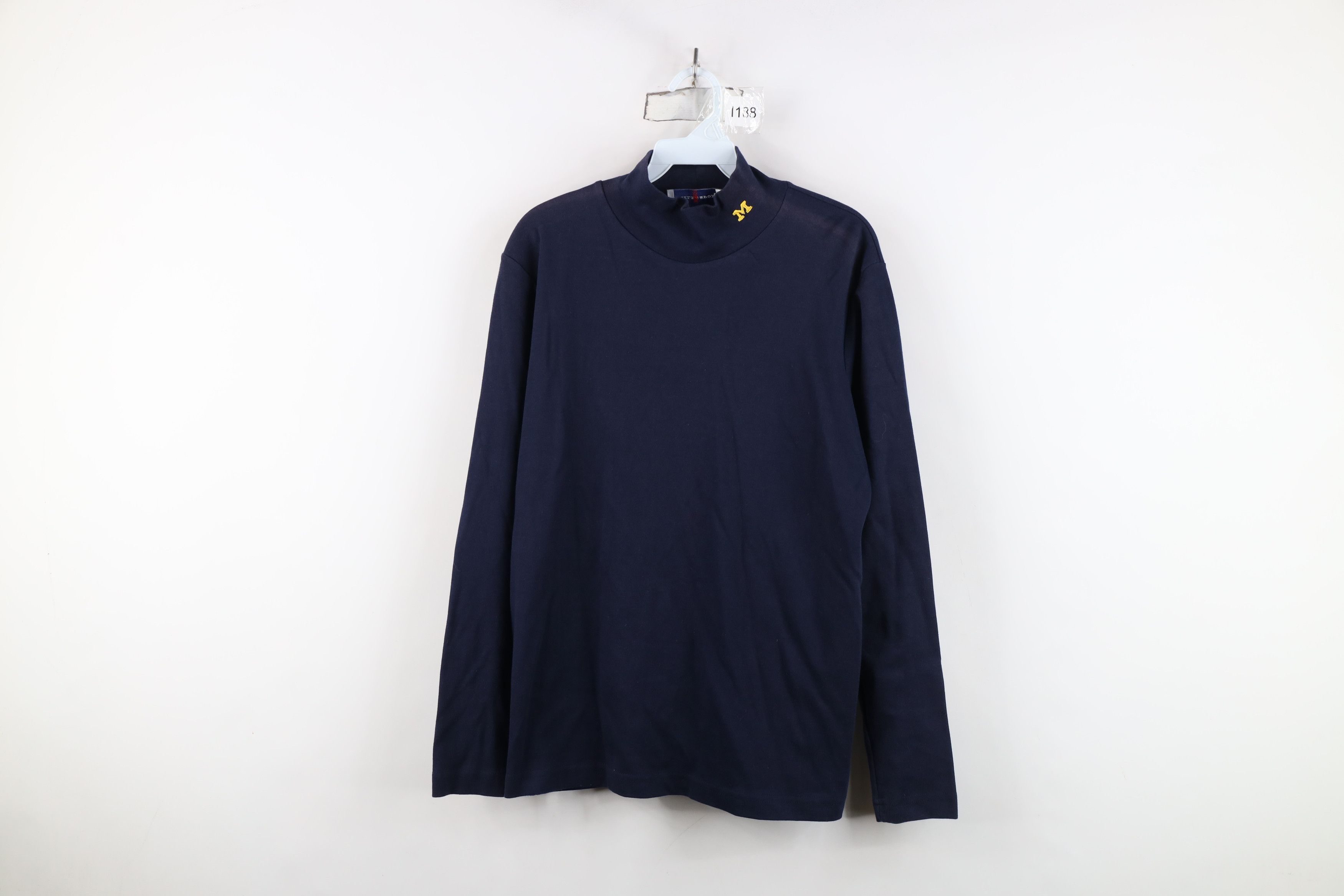 Vintage Vintage 90s University of Michigan Mock Neck T-Shirt USA Size US M / EU 48-50 / 2 - 1 Thumbnail
