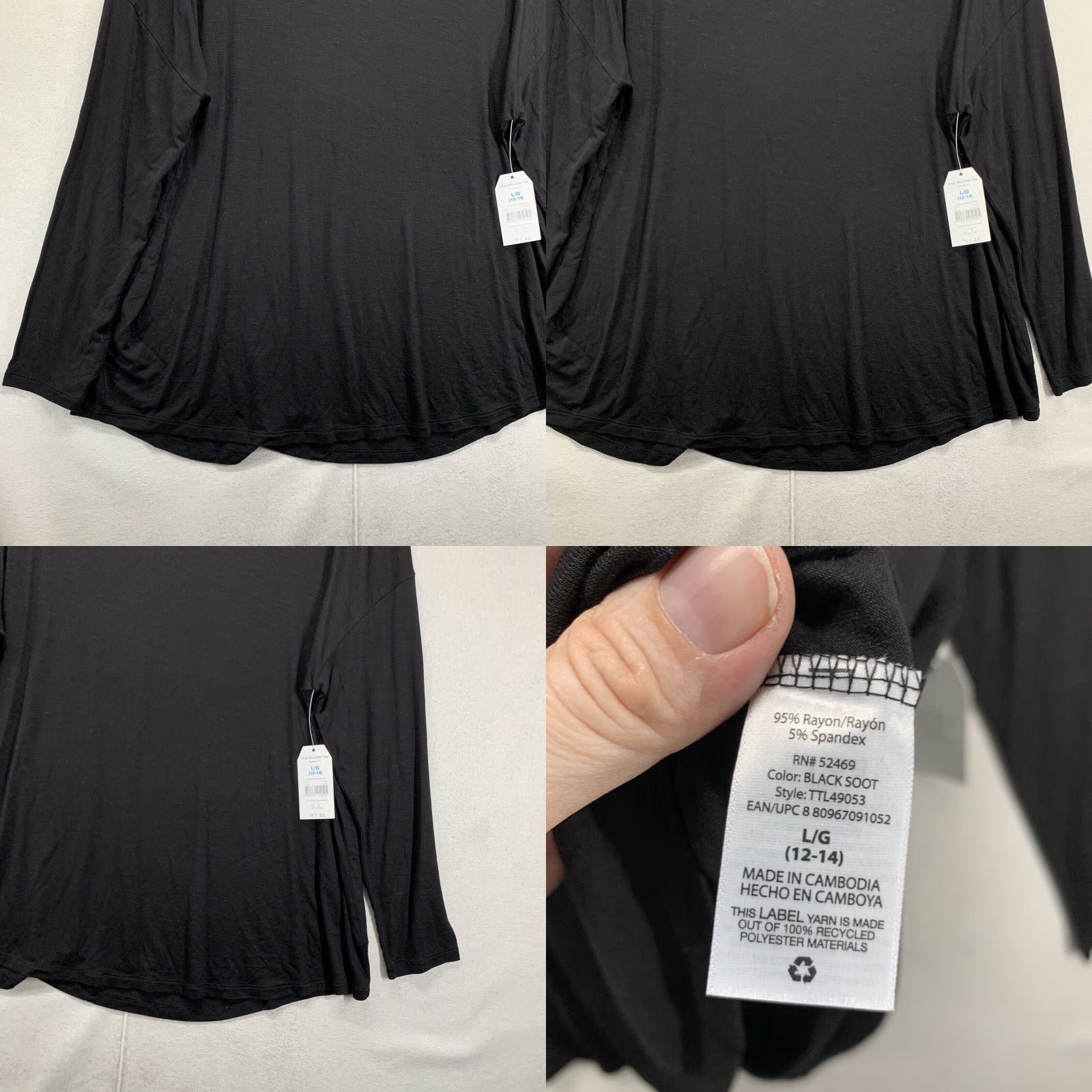 Vintage VINTAGE Time and Tru Women's Tunic Shirt Large Black Long Sleeve Classic Fitted Soft Size L / US 10 / IT 46 - 8 Thumbnail