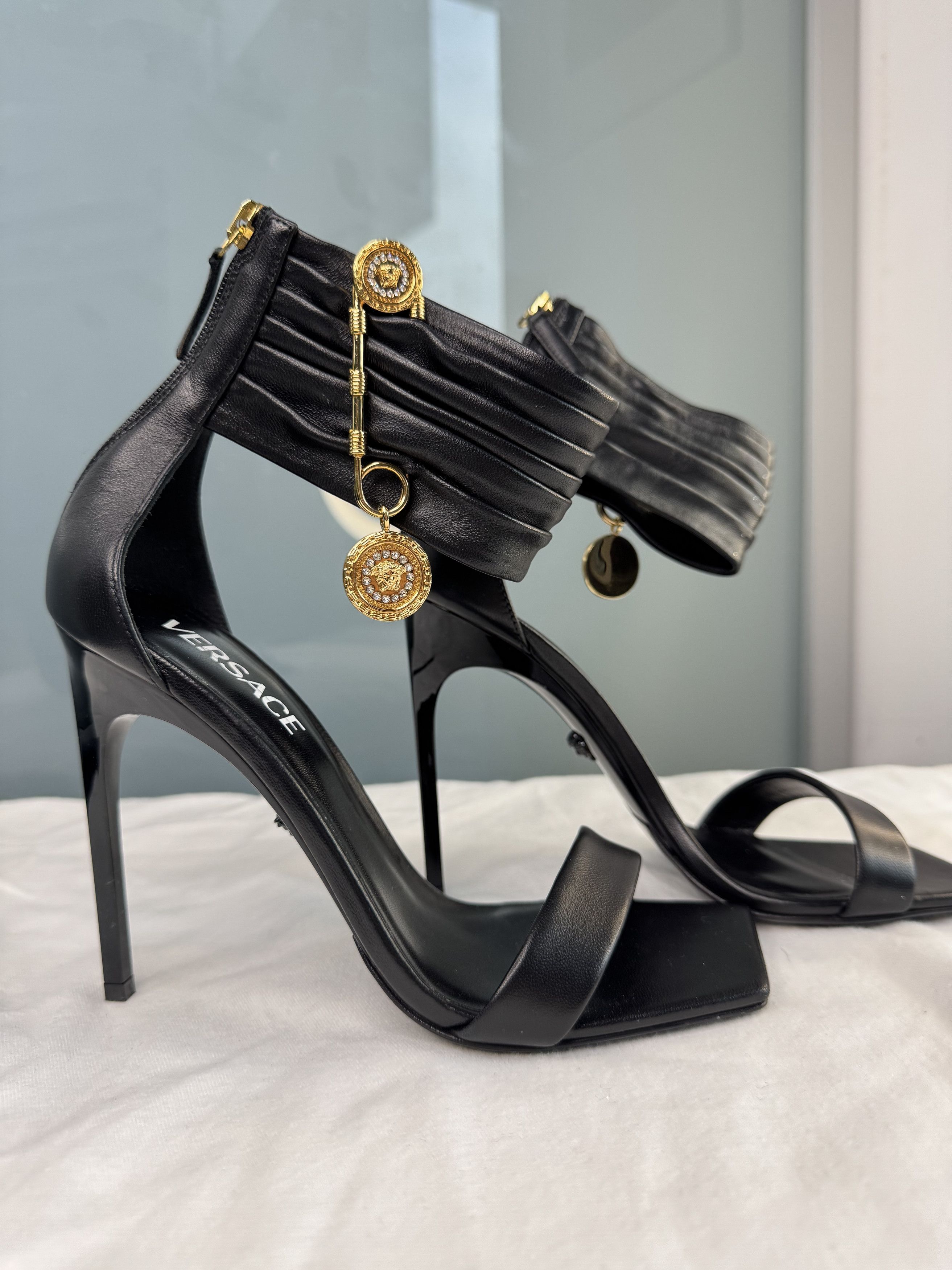 Versace Medusa Safety Pin Heels Size US 8 / IT 38 - 1 Thumbnail