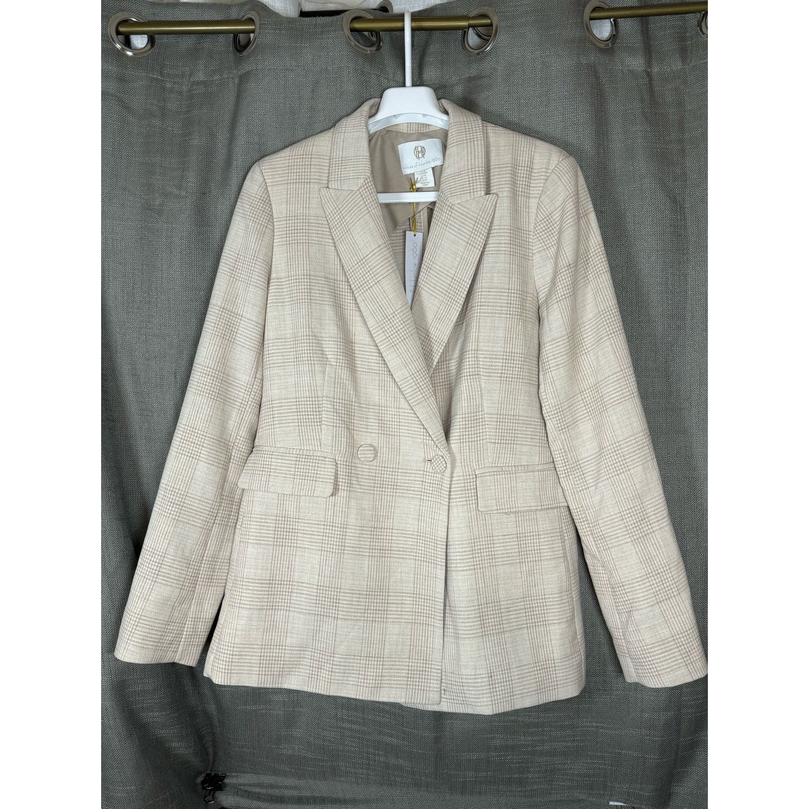 House of Harlow House of Harlow Tan Nude Double Breast Plaid Blazer Jacket Size M / US 6-8 / IT 42-44 - 1 Thumbnail