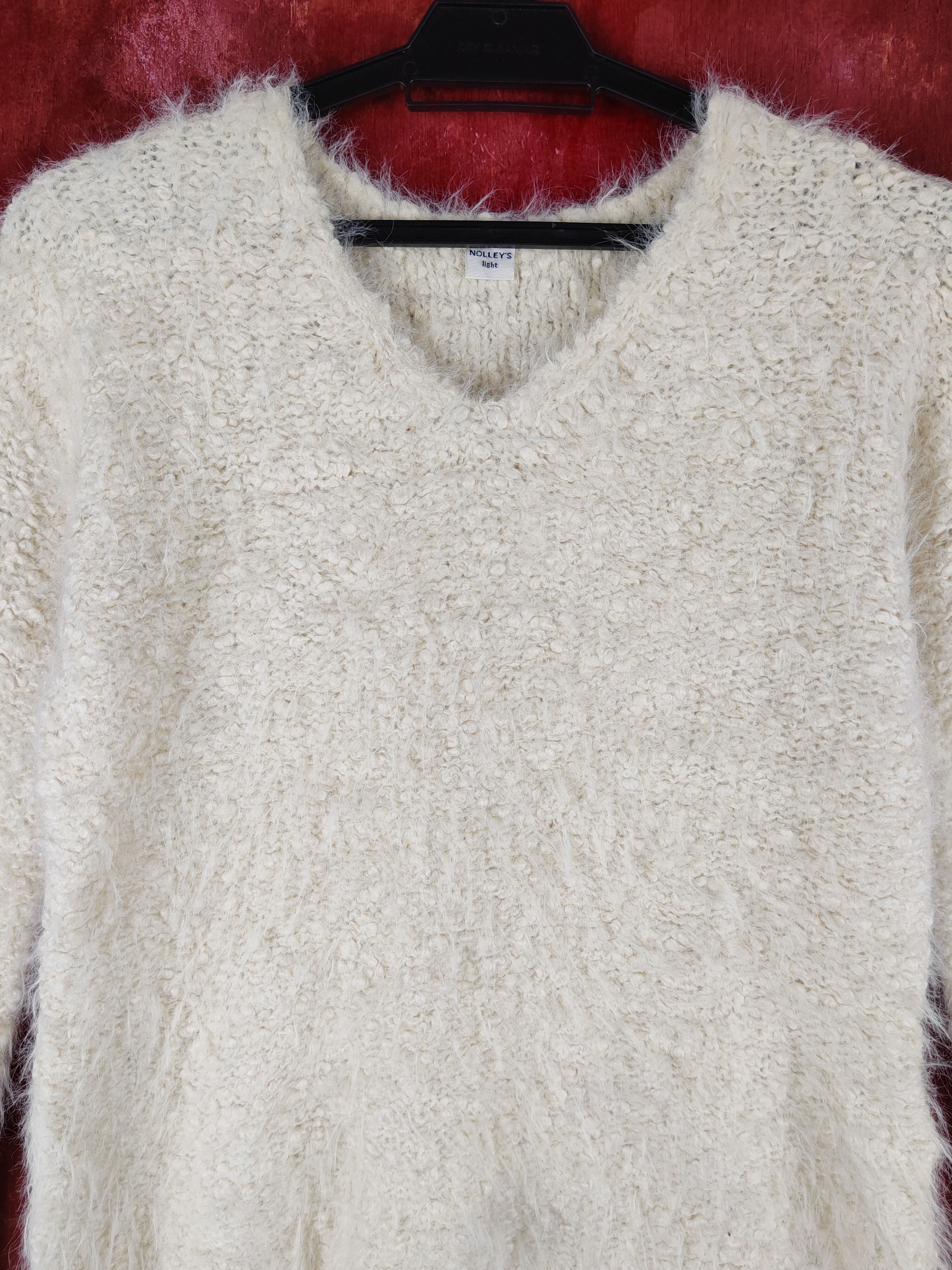 Homespun Knitwear Nolley's Light Yellow Shag Shaggy Fur Mohair Knitwear #S2157 Size S / US 4 / IT 40 - 2 Thumbnail