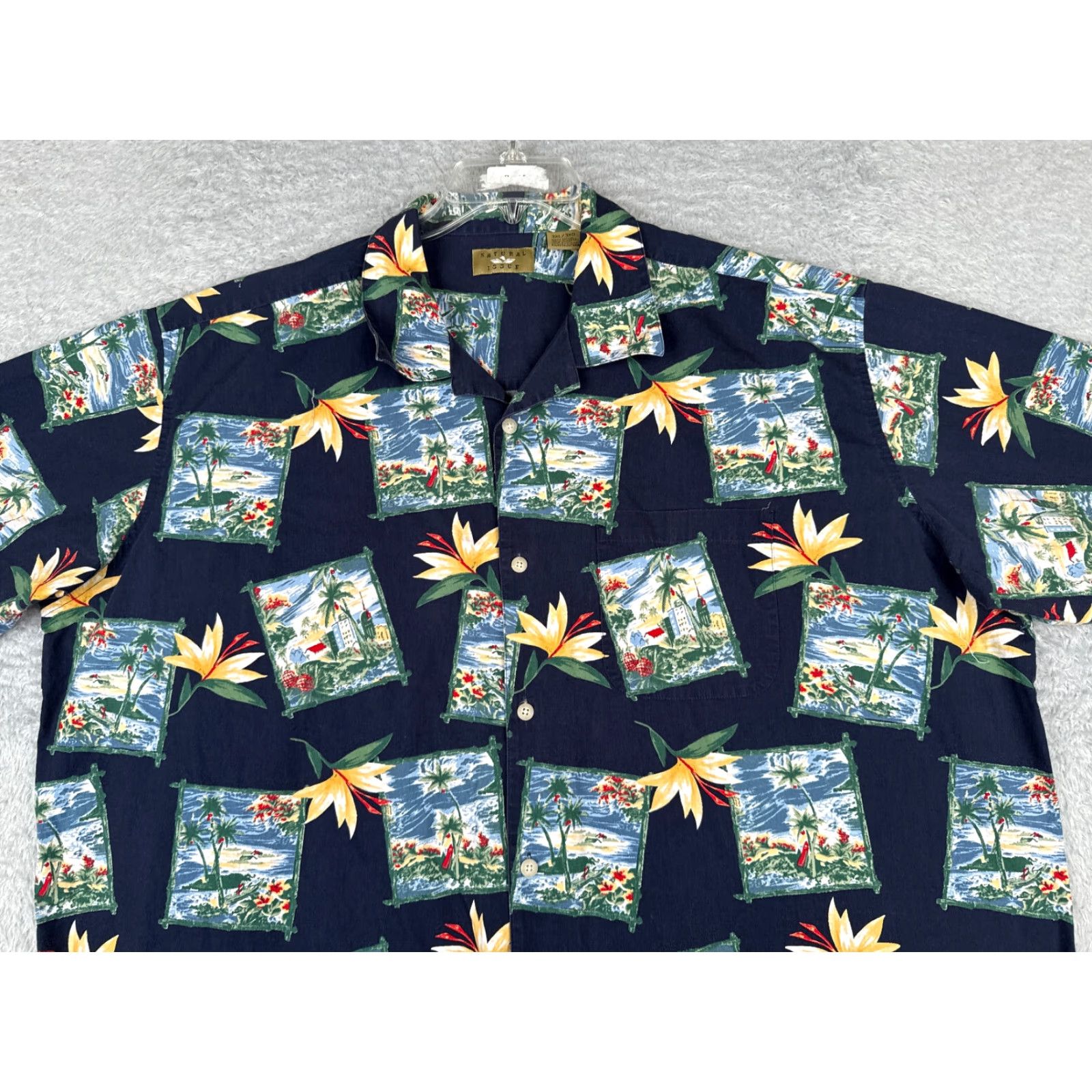 Vintage Natural Issue Shirt Men 3XL Floral Hawaiian Blue Cotton Button-Up Resort Luau Aloha Hawaiian Shirt Mens Size US XXL / EU 58 / 5 - 6 Thumbnail