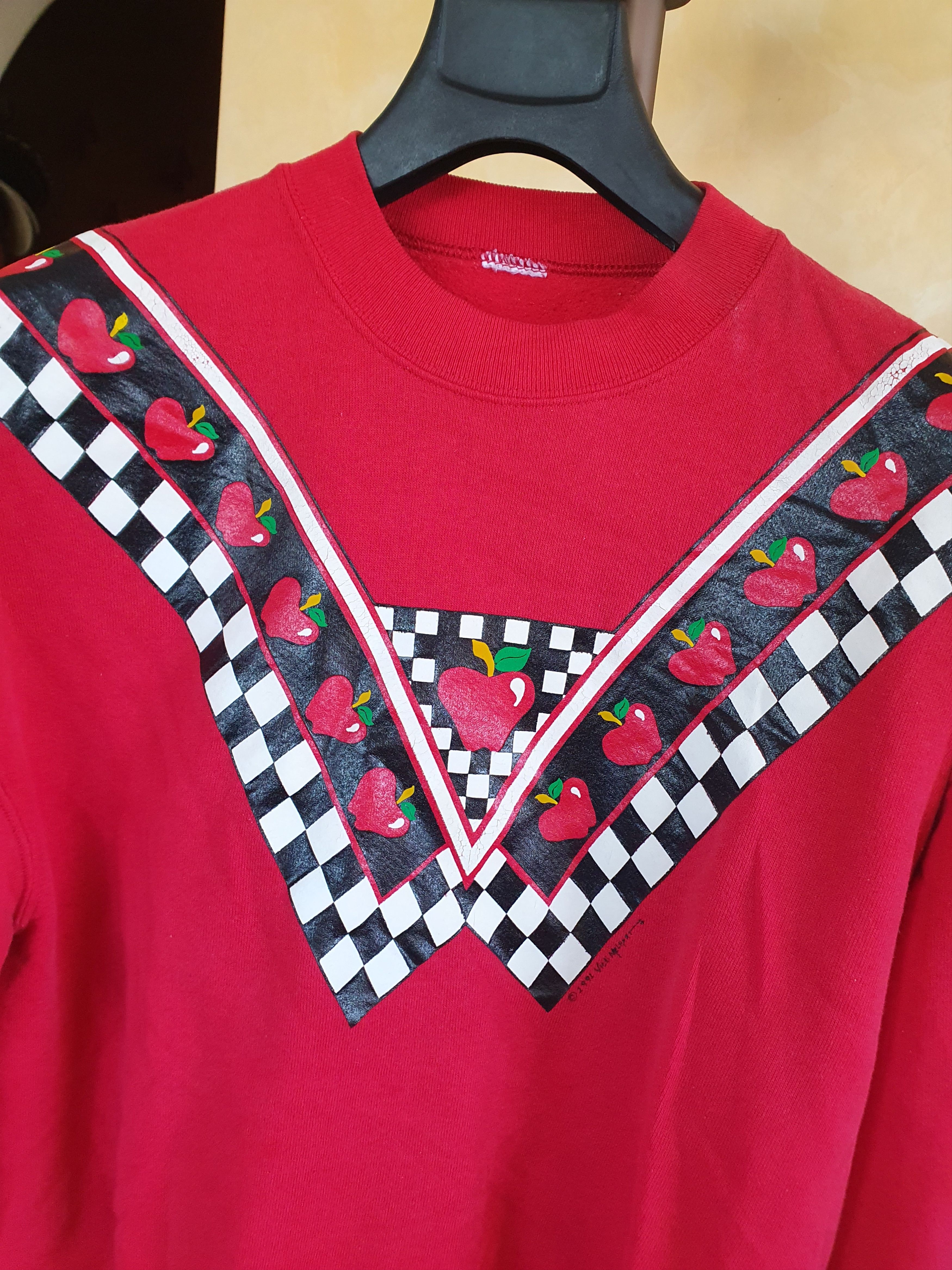Vintage Vicki Melhart Vtg 1991 Sweatshirt Apple Checkered Retro sz M Size US M / EU 48-50 / 2 - 7 Thumbnail