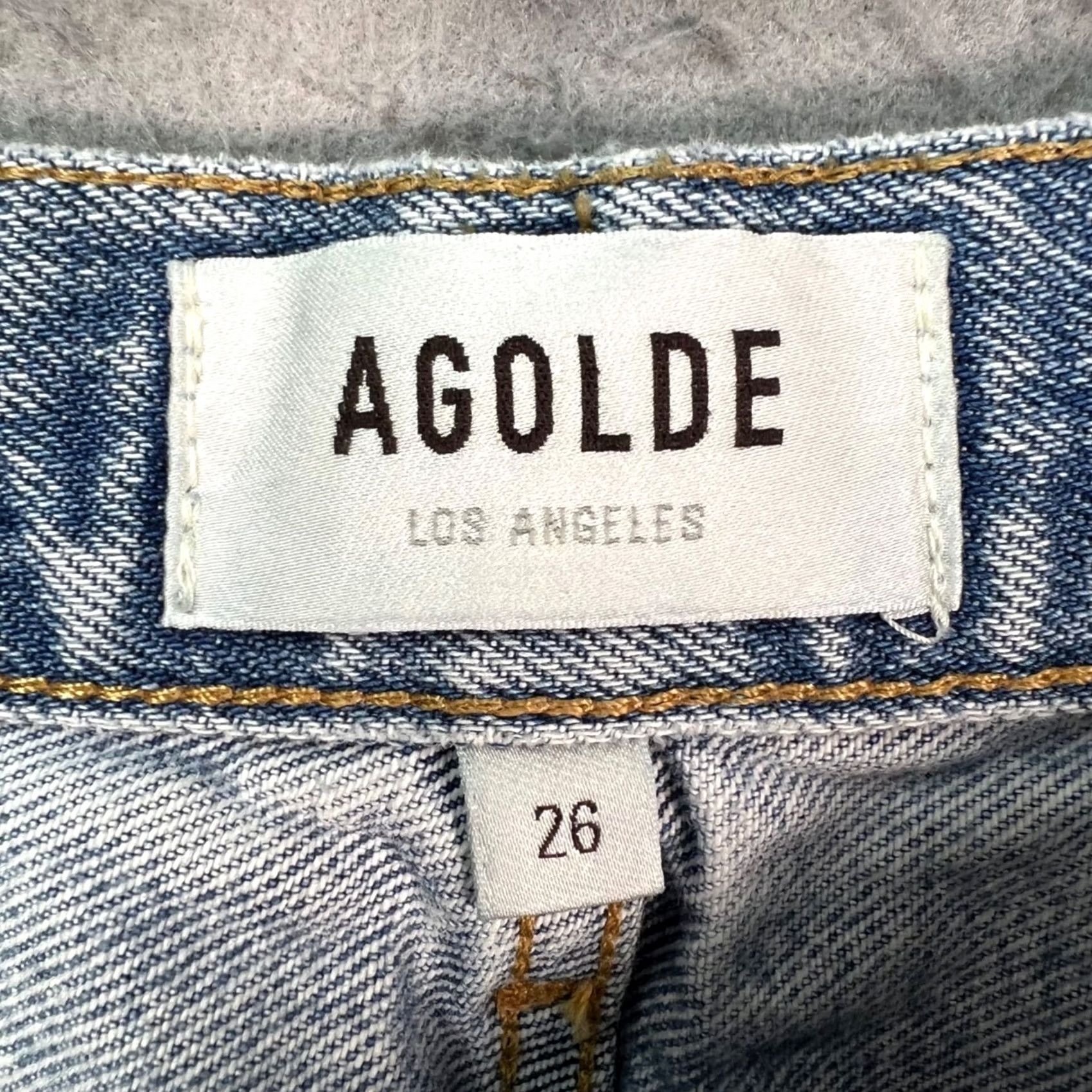 Agolde AGOLDE 90s High-Rise Distressed Light Wash Jeans Organic Cotton Womens Size 26 5-Pocket Blue Pants Straight Vintage: No Women Mens" Size 26" / US 2 / IT 38 - 3 Thumbnail