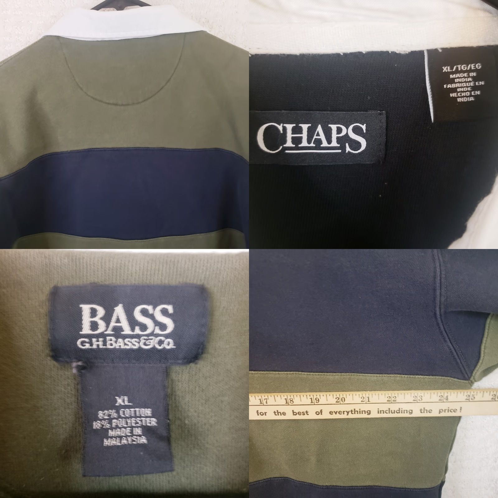 Vintage VINTAGE GH Bass Rugby Shirt Mens XL Blue Green Stripe White Collar LS Preppy Sweatshirt Size US XL / EU 56 / 4 - 8 Thumbnail