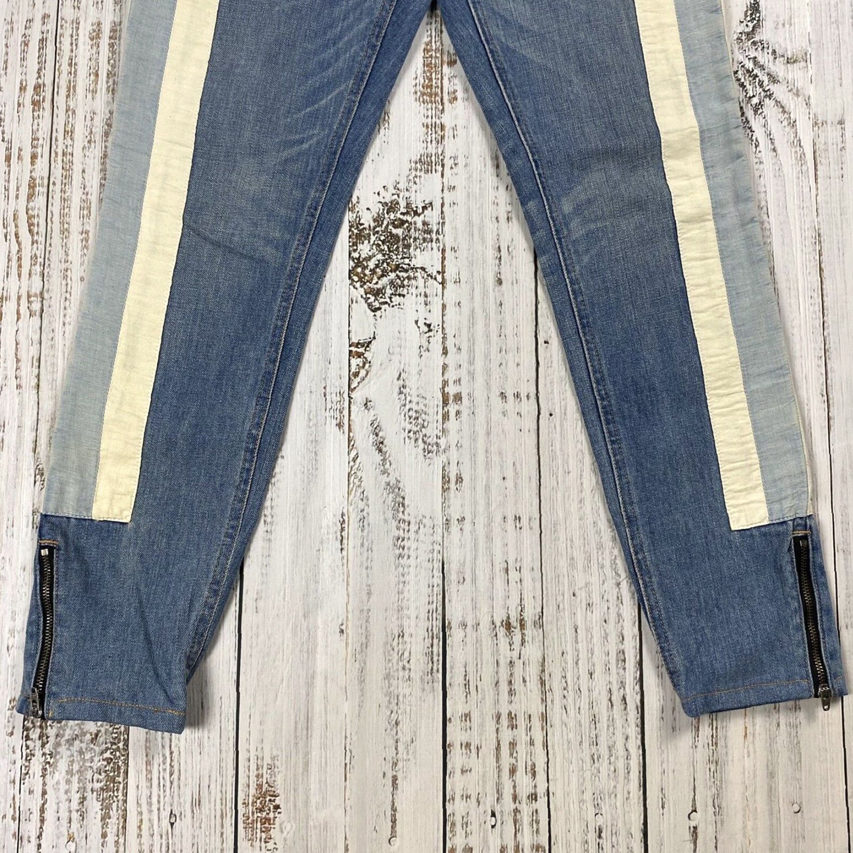 Rag & Bone RAG & BONE RELAY SKINNY JEANS Denim Zipper Ankle Stripe 26 Blue Women's Size 26" / US 2 / IT 38 - 3 Thumbnail
