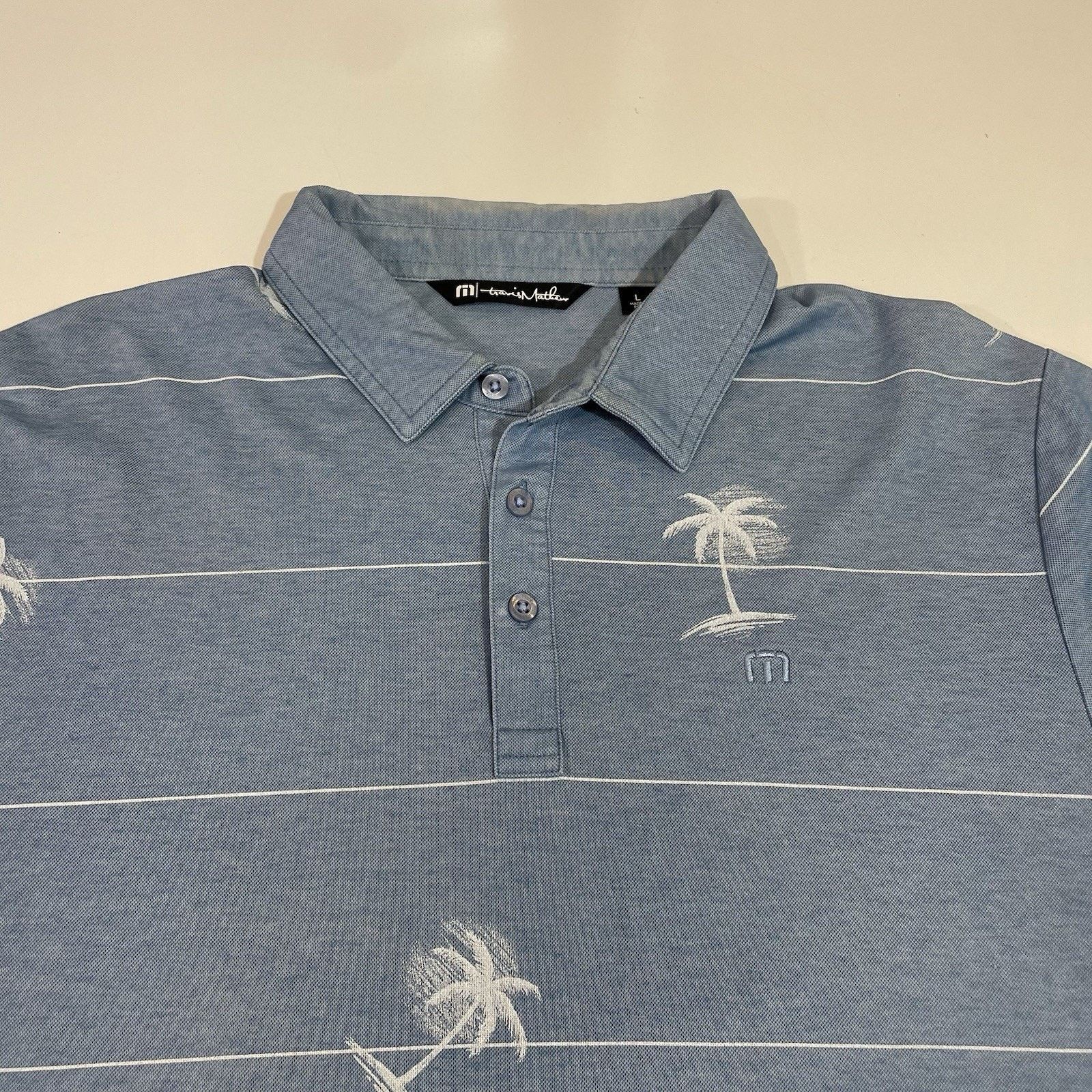 TravisMathew Travis Mathew Men’s Lg Short Sleeve Golf Polo Heather Blue Size US L / EU 52-54 / 3 - 2 Thumbnail