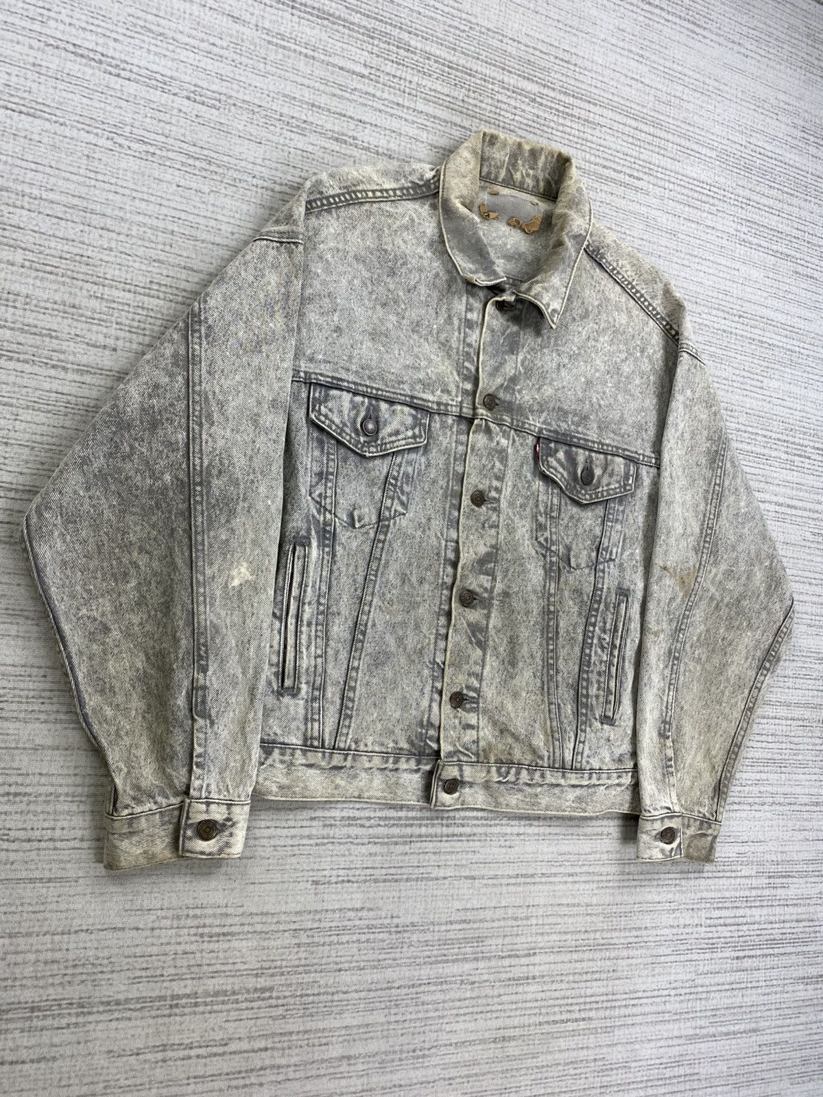 Levi's 🔥Vintage 60s Levi’s Acid Grey Denim Trucker Jacket Size US XL / EU 56 / 4 - 3 Thumbnail