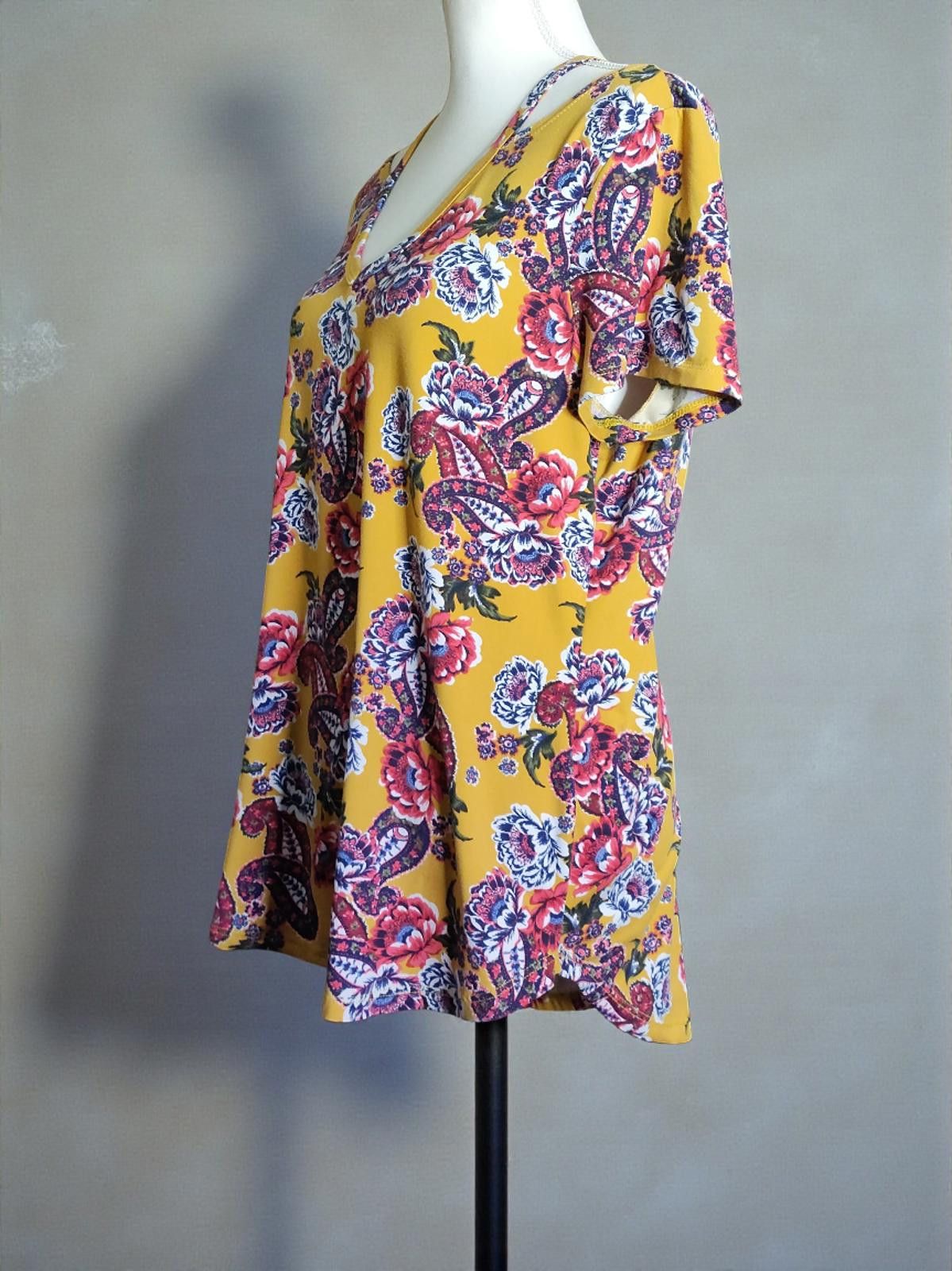 Other Just Be Size Large Yellow Floral Print Blouse Size L / US 10 / IT 46 - 4 Thumbnail