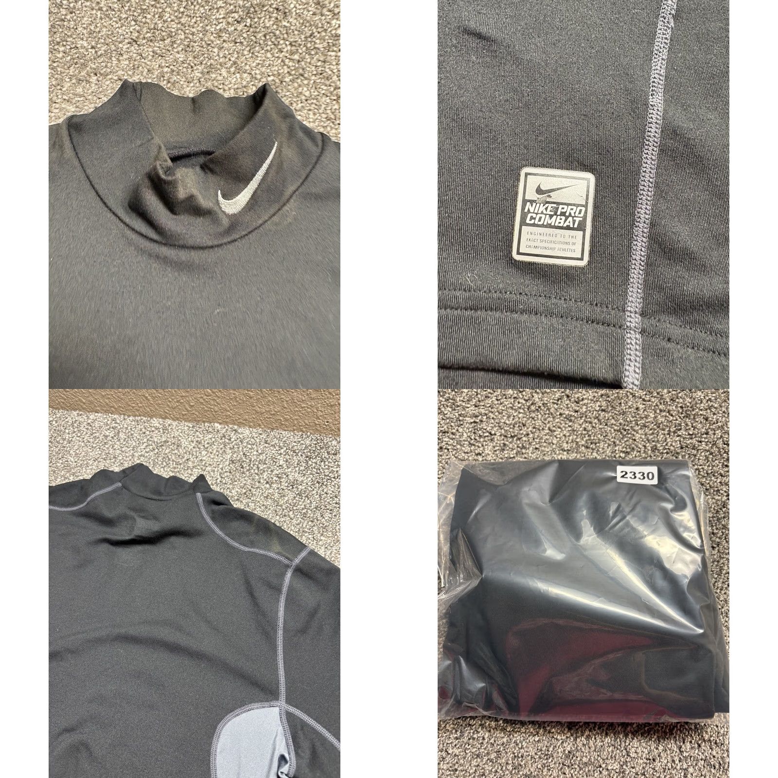 Nike Nike Pro Combat Shirt Mens Black Dri-Fit Fleece Lined Mock Neck Long Sleeve Pullover Activewear Casual Regular Fit Size US M / EU 48-50 / 2 - 8 Thumbnail