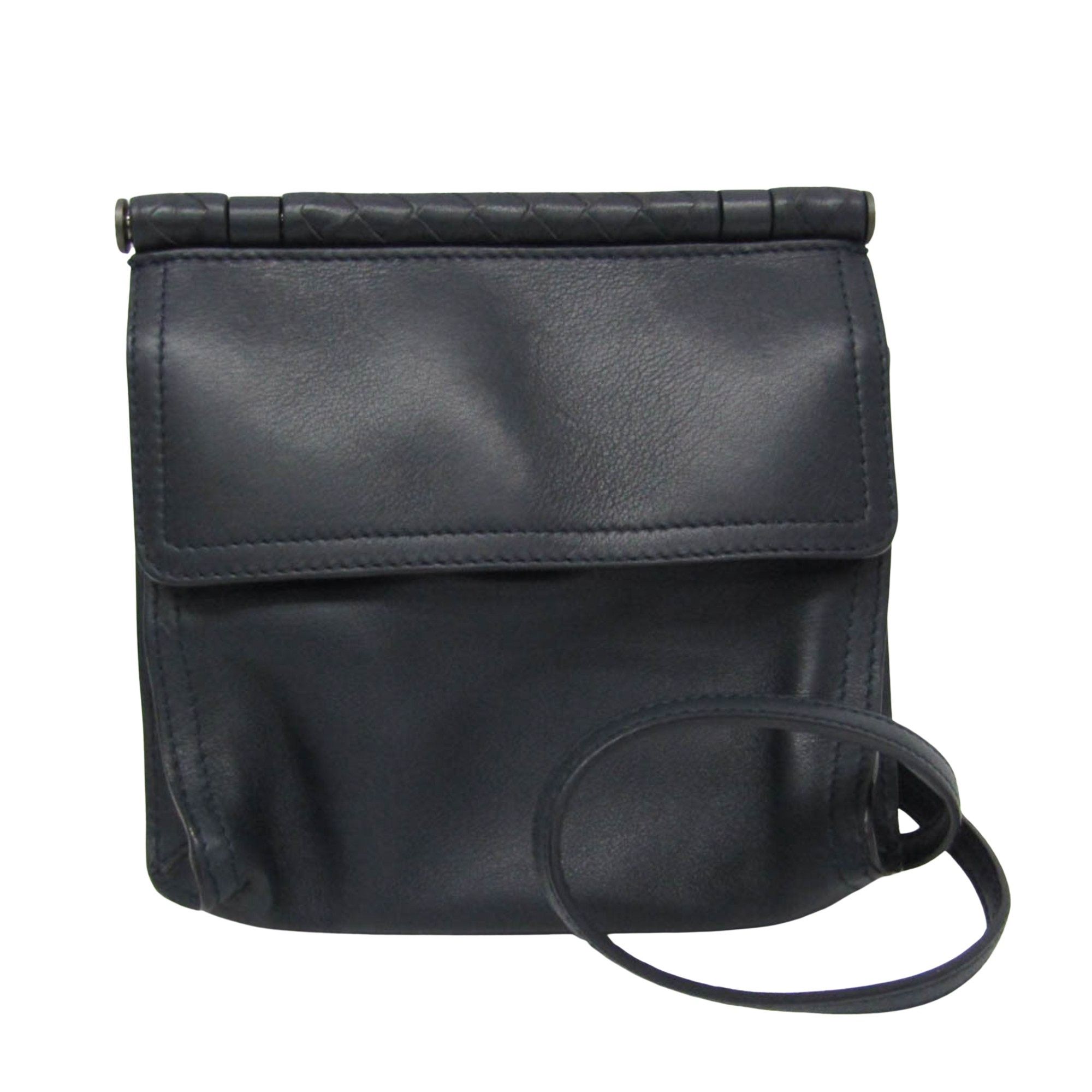 Bottega Veneta Intrecciato Navy Leather Clutch Bag (Pre-Owned) Size ONE SIZE - 1 Thumbnail