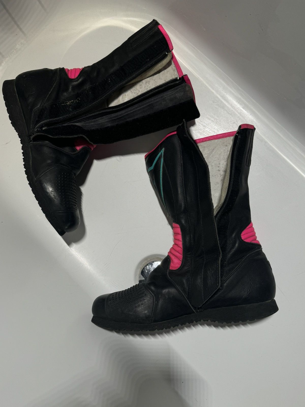 Dainese 90’s Dainese Vintage Black / Pink Motorcycle Boots leather Size US 10.5 / EU 43-44 - 18 Thumbnail