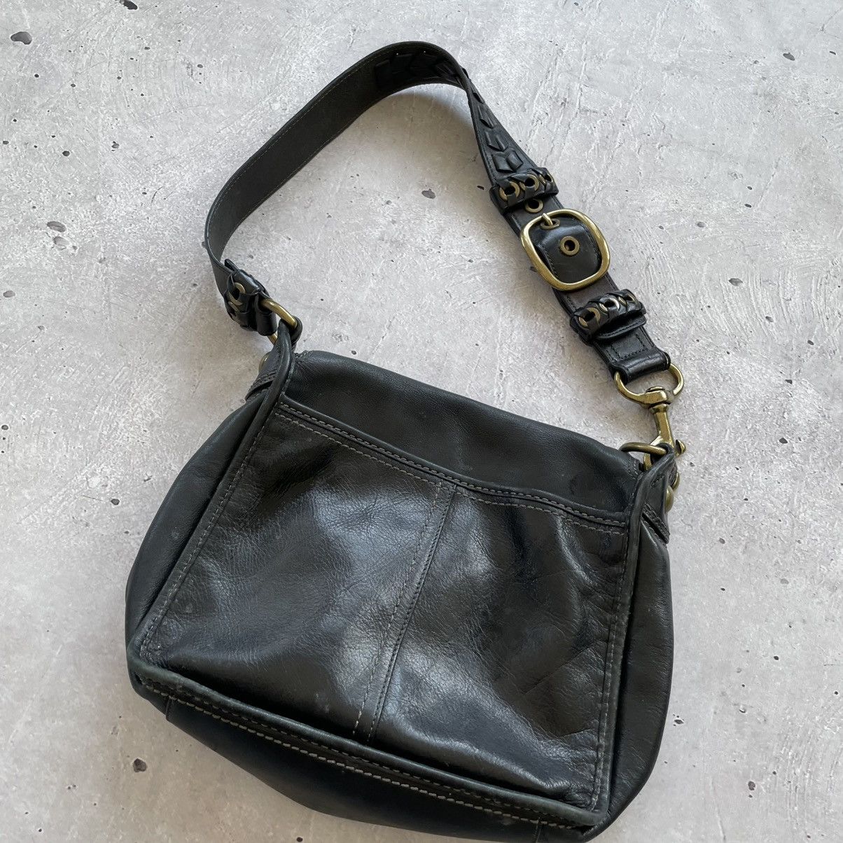 Vintage Coach Black Canvas Leather Flap Strap Shoulder Bag 11434 Size ONE SIZE - 8 Thumbnail
