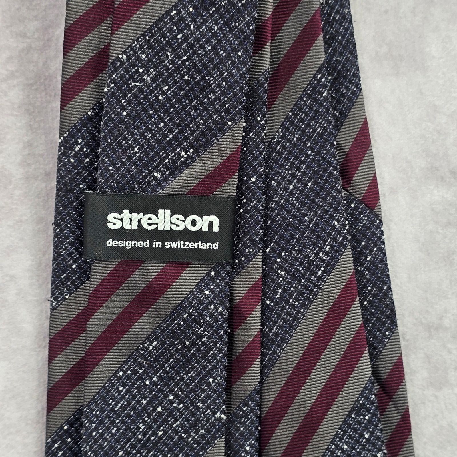 Strellson Strellson Gray Blue Stripe 100% Silk Italy Stripe Neck Tie Size 30 - 4 Thumbnail