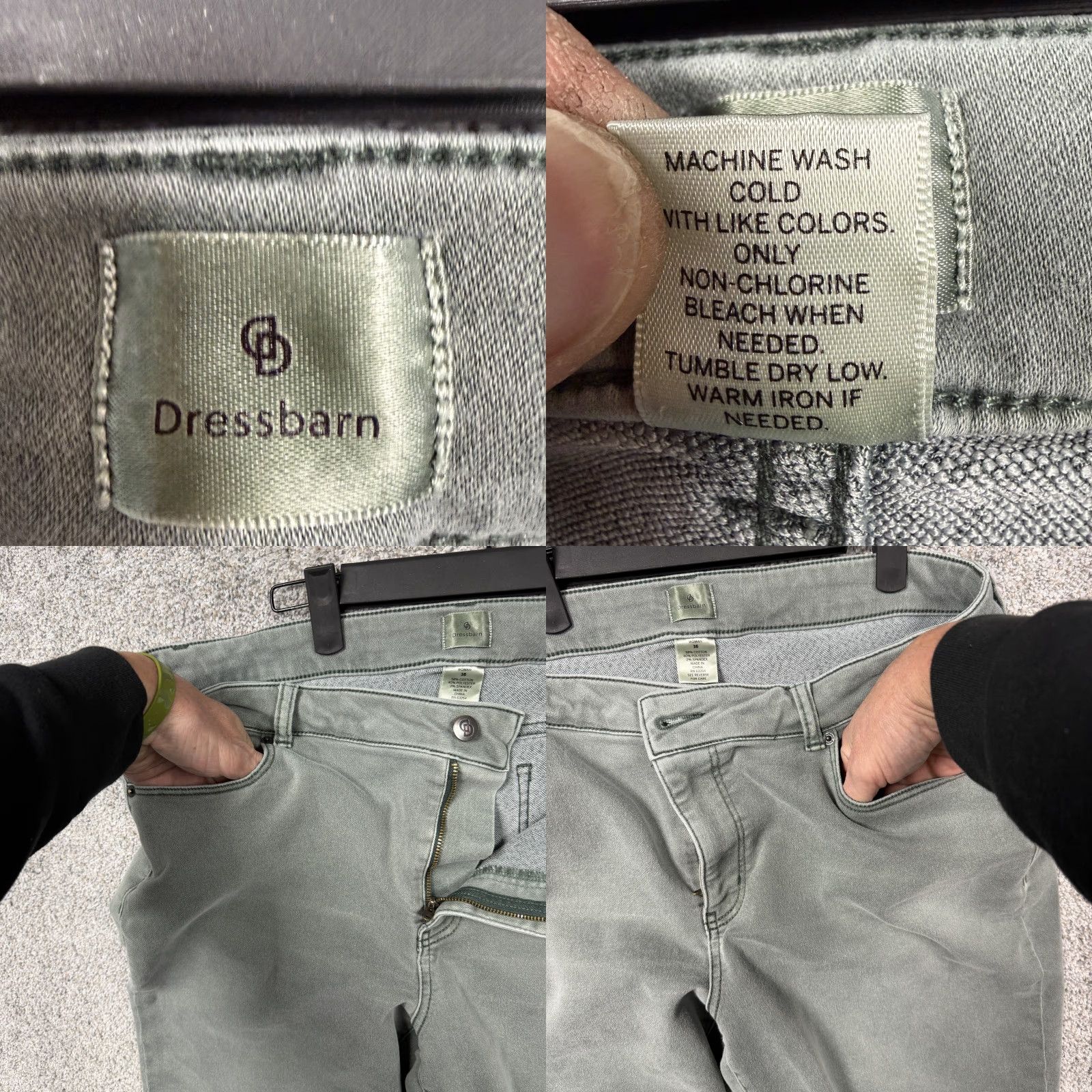 Vintage Dressbarn Jeans Womens 16W Straight Mid Rise Stretch Denim Green Pants Adult Plus Size 38x28 5-Pocket Coin Size 38" / US 16 / IT 52 - 8 Thumbnail