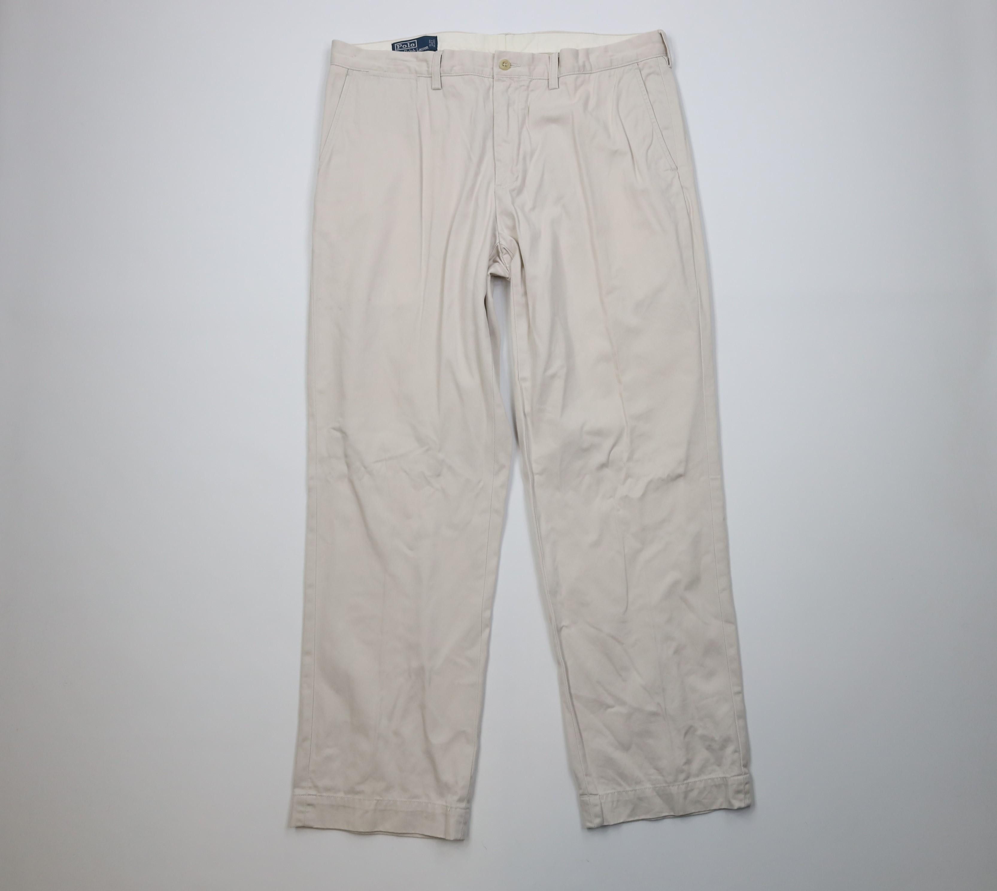 Polo Ralph Lauren Vintage 90s Ralph Lauren Wide Leg Chino Pants Stone Cotton Size US 38 / EU 54 - 1 Thumbnail