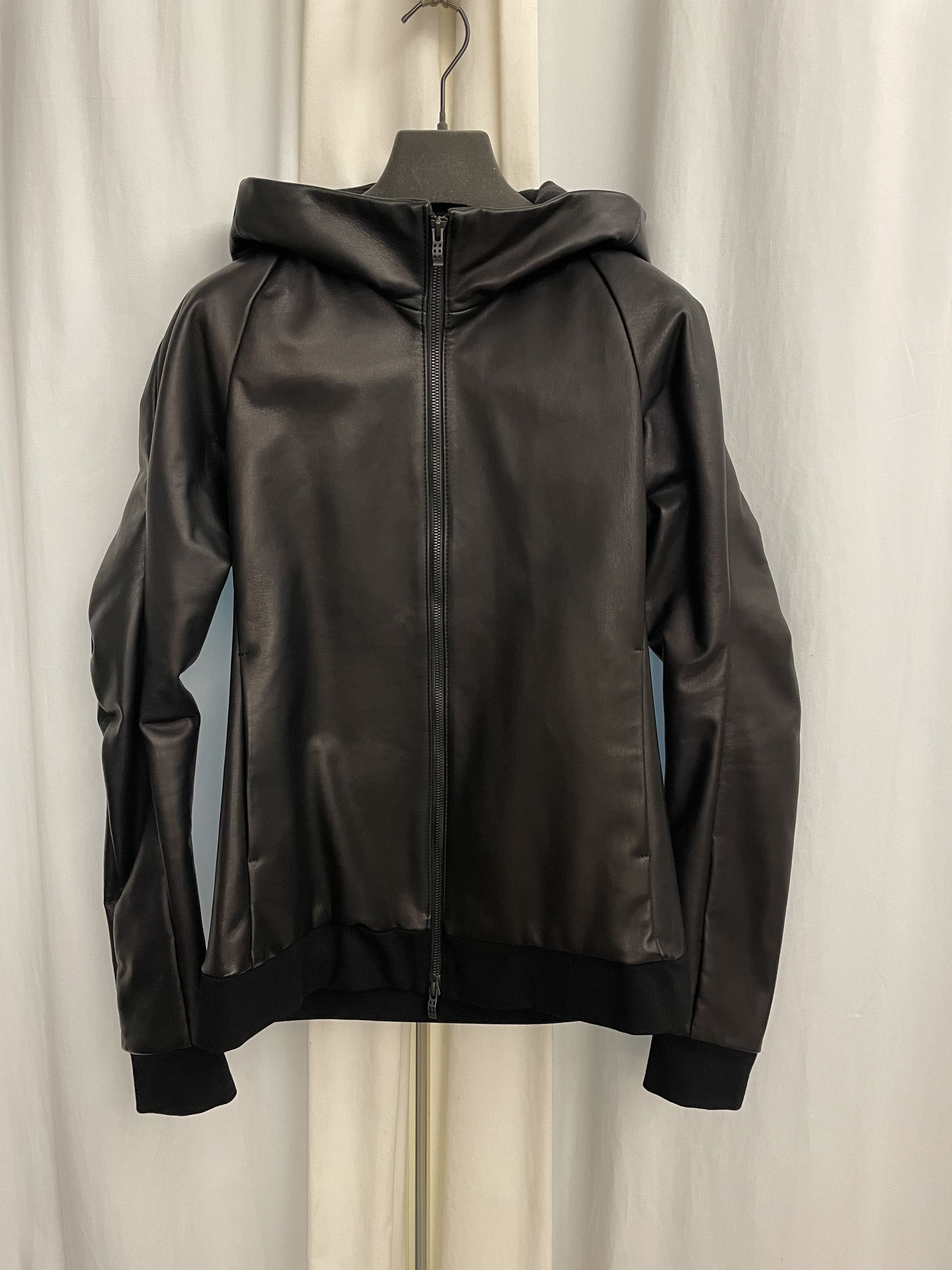 image of Devoa Deer Leather Hooded Jacket in Black, Men's (Size Small)