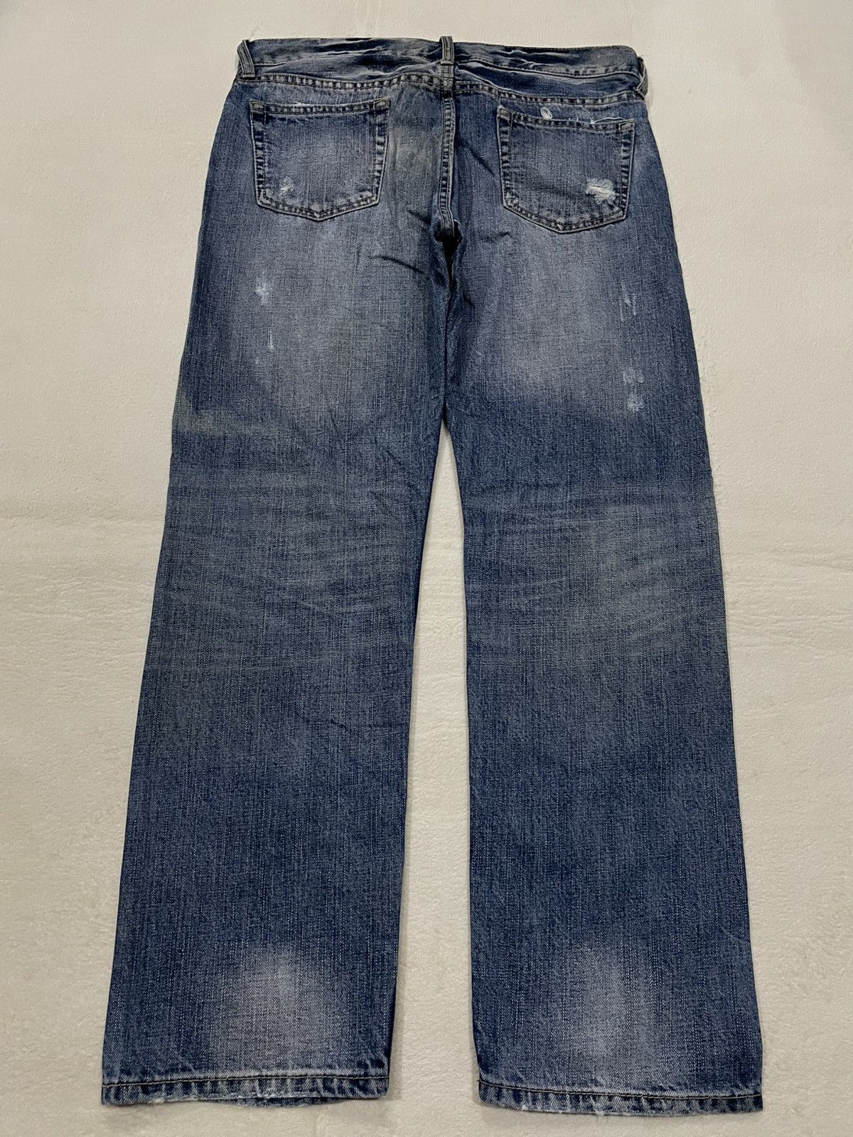 Japanese Brand Vintage Theoria faded distressed straight cut denim jeans Size US 33 - 11 Thumbnail