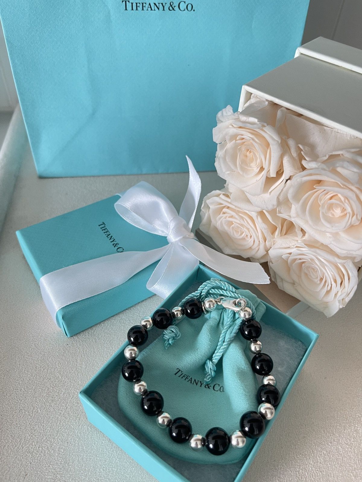 Tiffany & Co. Tiffany & Co. Black Onyx Silver Bracelet 10 mm Sz 8” in NEW Size ONE SIZE - 1 Thumbnail