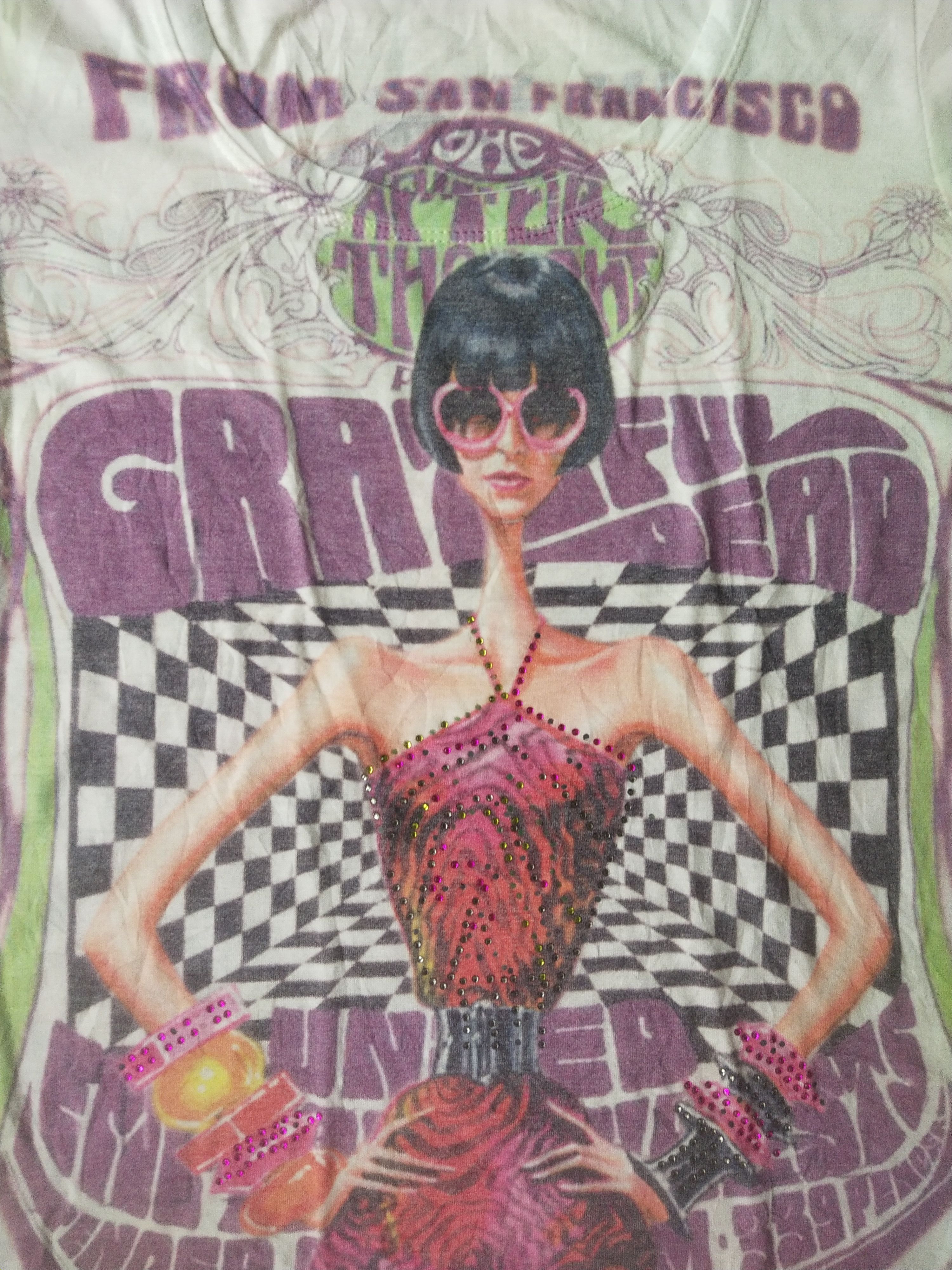 Hysteric Glamour 2000s Velvet 78 Art Graphic Rhinestone Tee Y2K Vintage Size M / US 6-8 / IT 42-44 - 2 Thumbnail