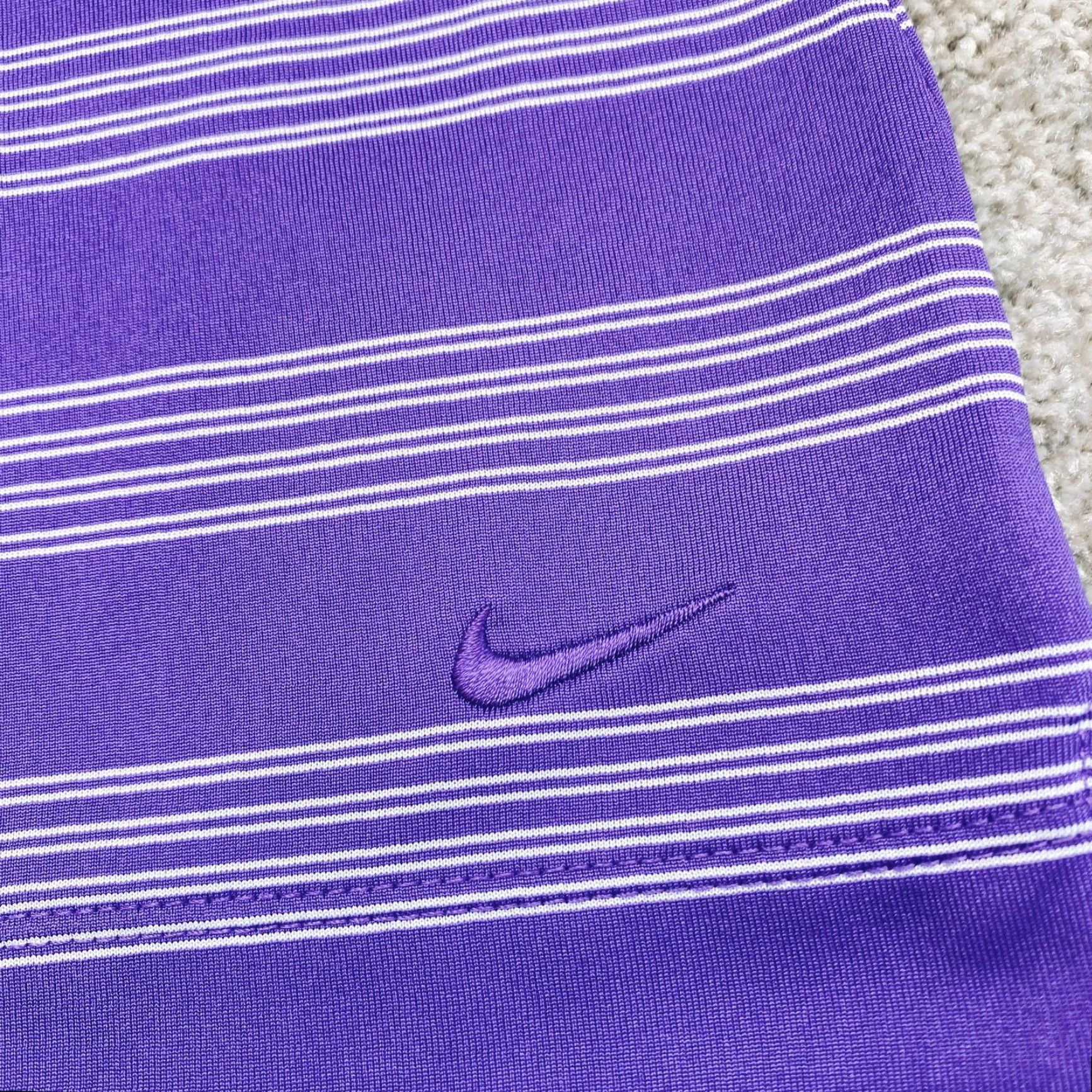 Nike VINTAGE Nike Golf Tour Performance Dri-Fit Polo Shirt Womens Large Purple White Striped Size L / US 10 / IT 46 - 4 Thumbnail