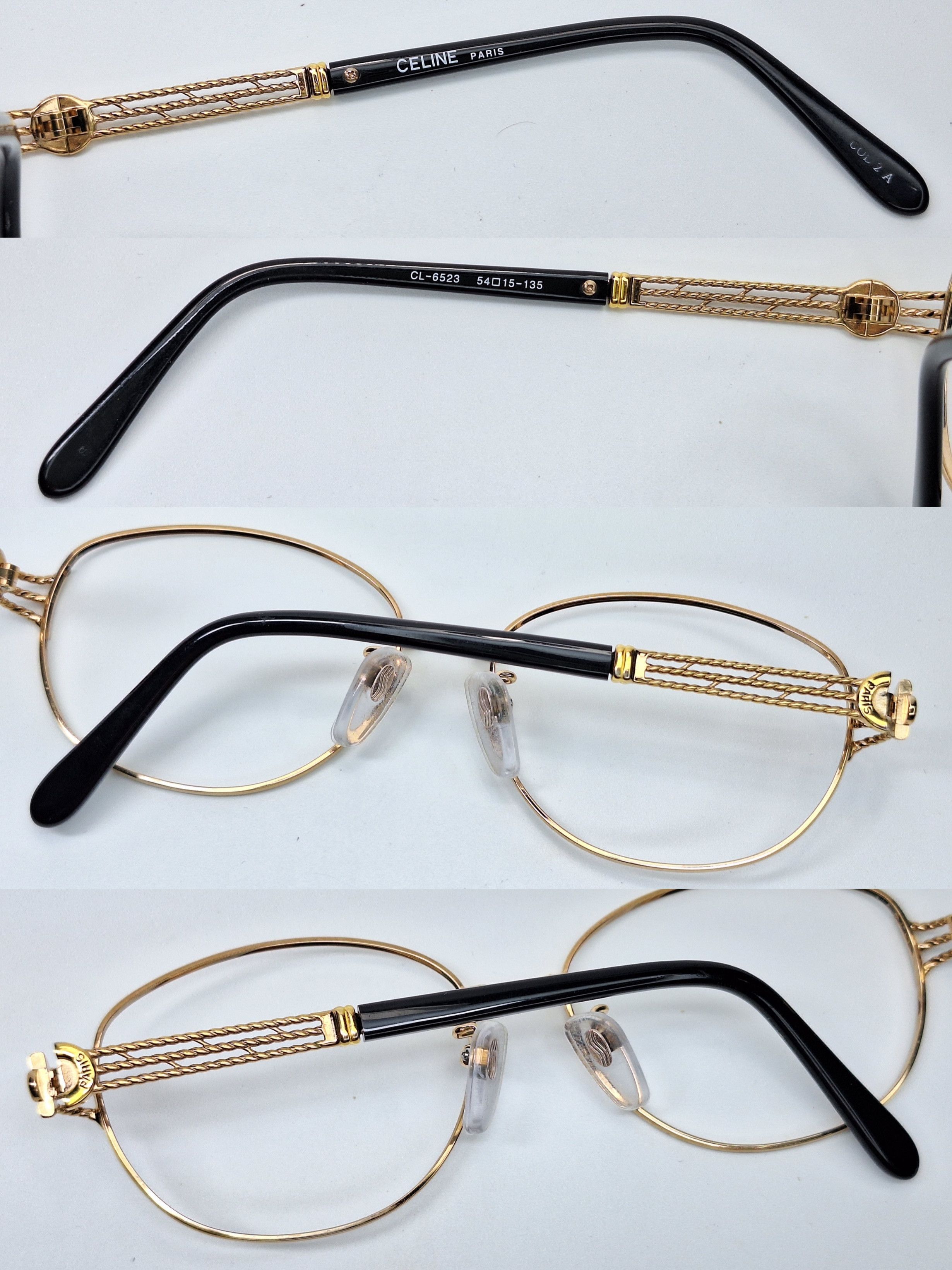 Celine CELINE PARIS CL-6523 Gold Luxury Vintage Eyeglasses Frame Size ONE SIZE - 4 Thumbnail