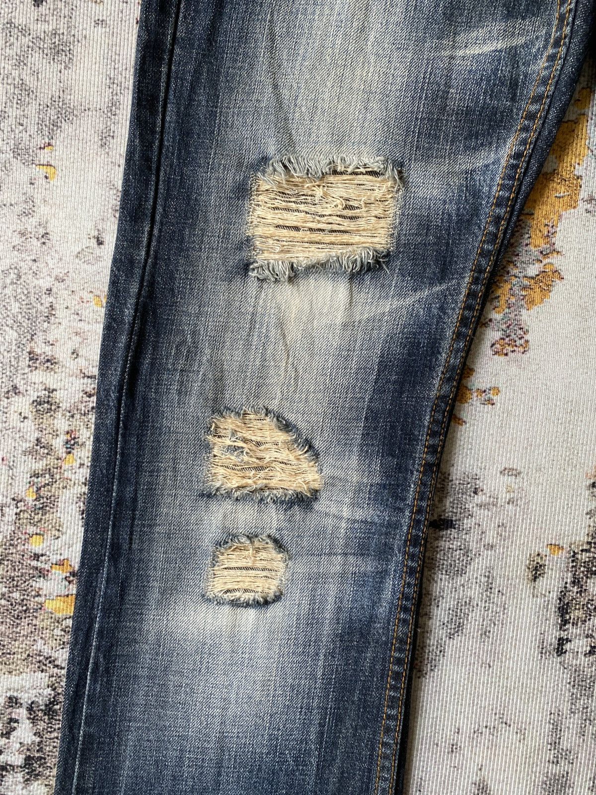 Tornado Mart KUI Claws Mark Honeycomb Distressed Flare Jeans Size US 30 / EU 46 - 6 Thumbnail