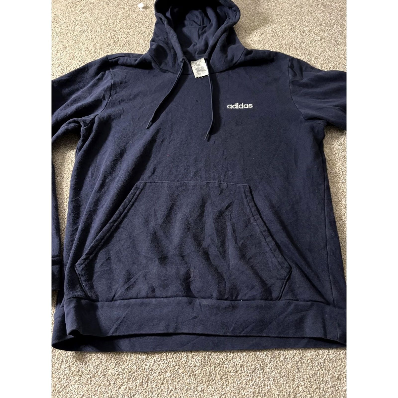 Adidas Adidas Hoodie Mens Large Blue Fleece Pullover Logo Sweatshirt Casual Athletic Size US L / EU 52-54 / 3 - 3 Thumbnail