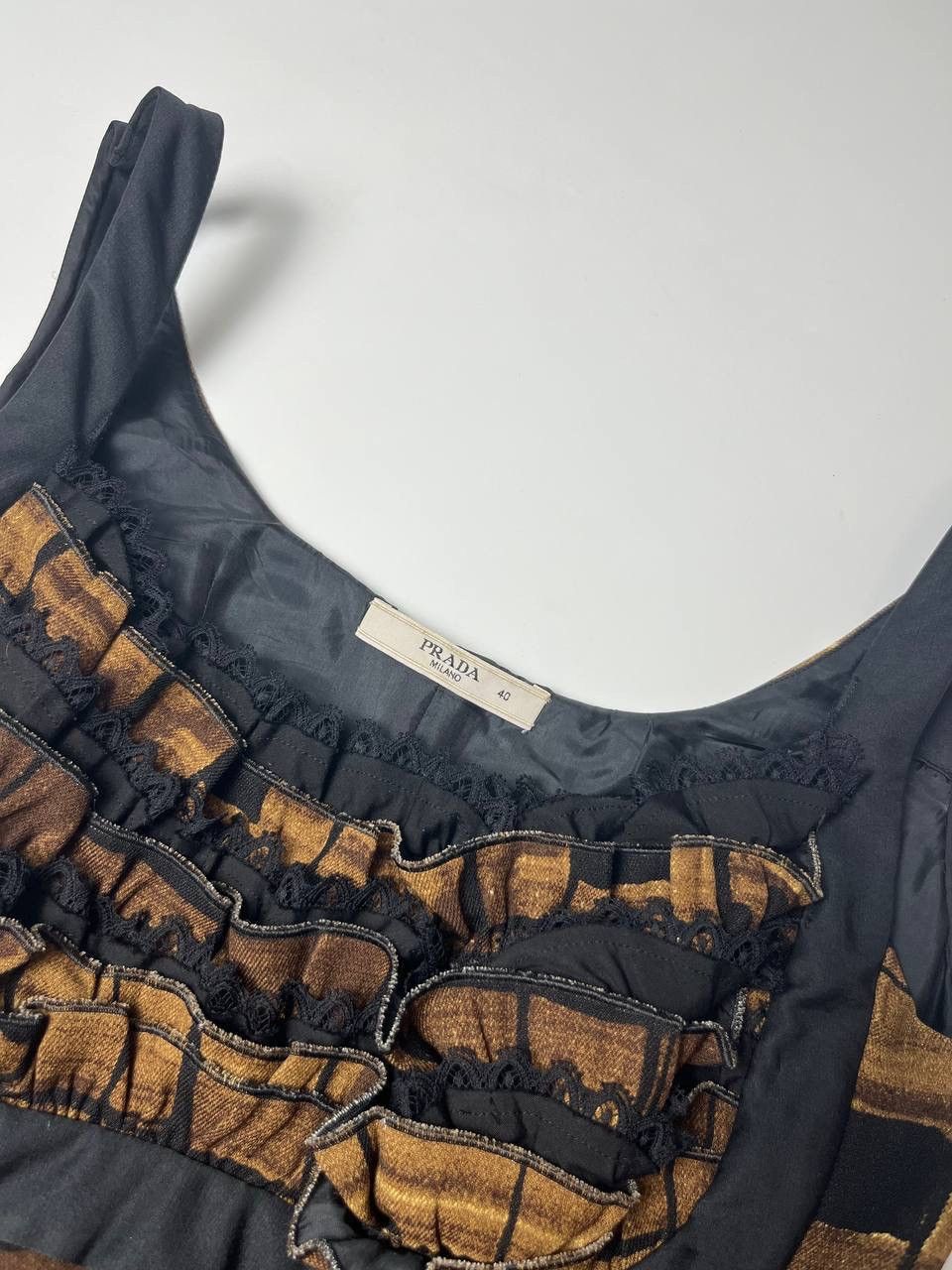 Prada Prada Luxury Ruffle Trim Printed Rare Dress Size S / US 4 / IT 40 - 7 Thumbnail