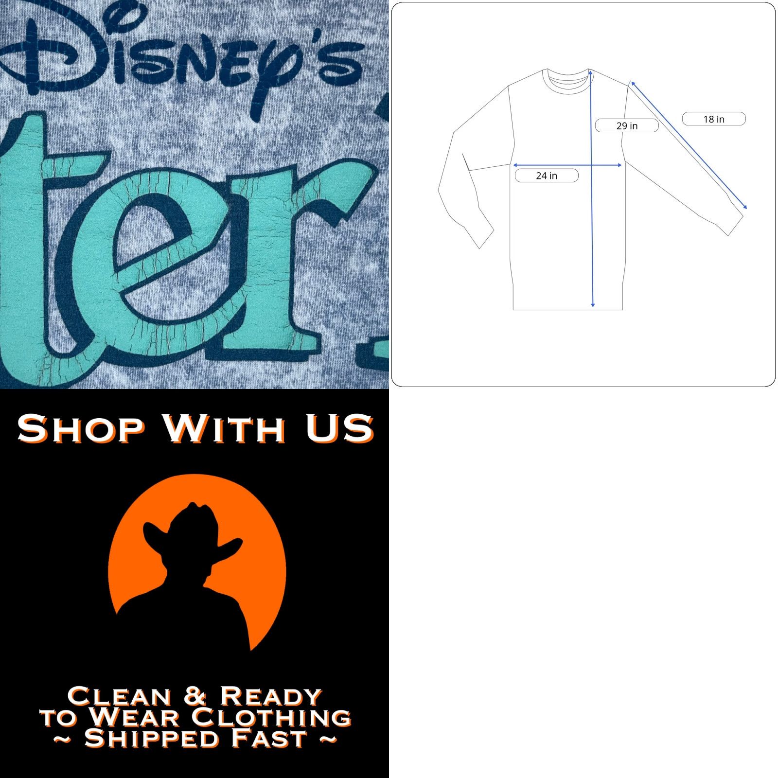 Disney Peter Pan Shirt Disney Parks Spirit Jersey Shirt Adult LARGE Blue Tinker Bell Peter Pan Graphic Crew Neck Cotton Long Sleeve Oversize Mens Size US L / EU 52-54 / 3 - 8 Thumbnail