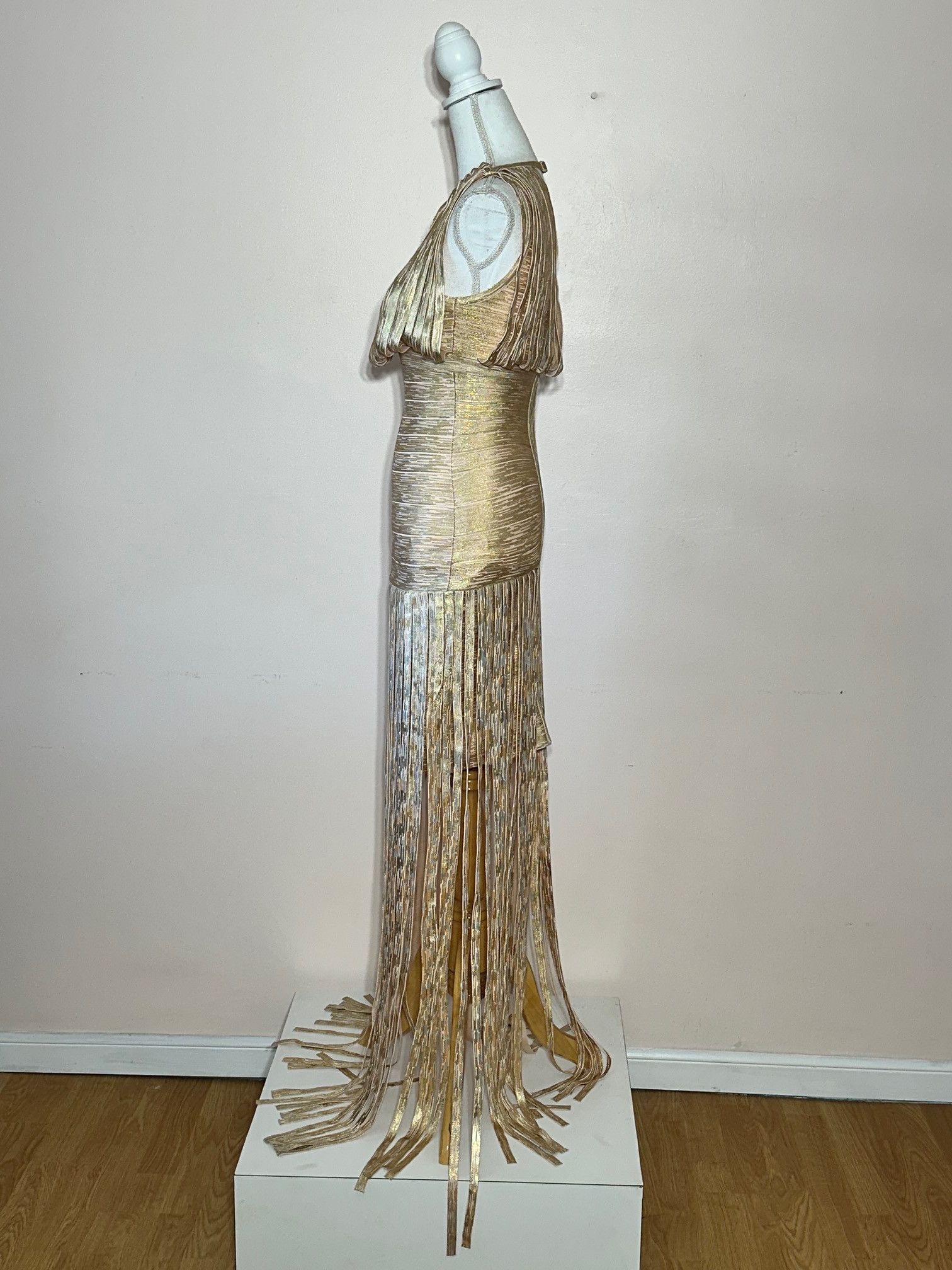 Vintage Athina Gold Foil Tassel Bandage Gown Size S Size S / US 4 / IT 40 - 5 Thumbnail